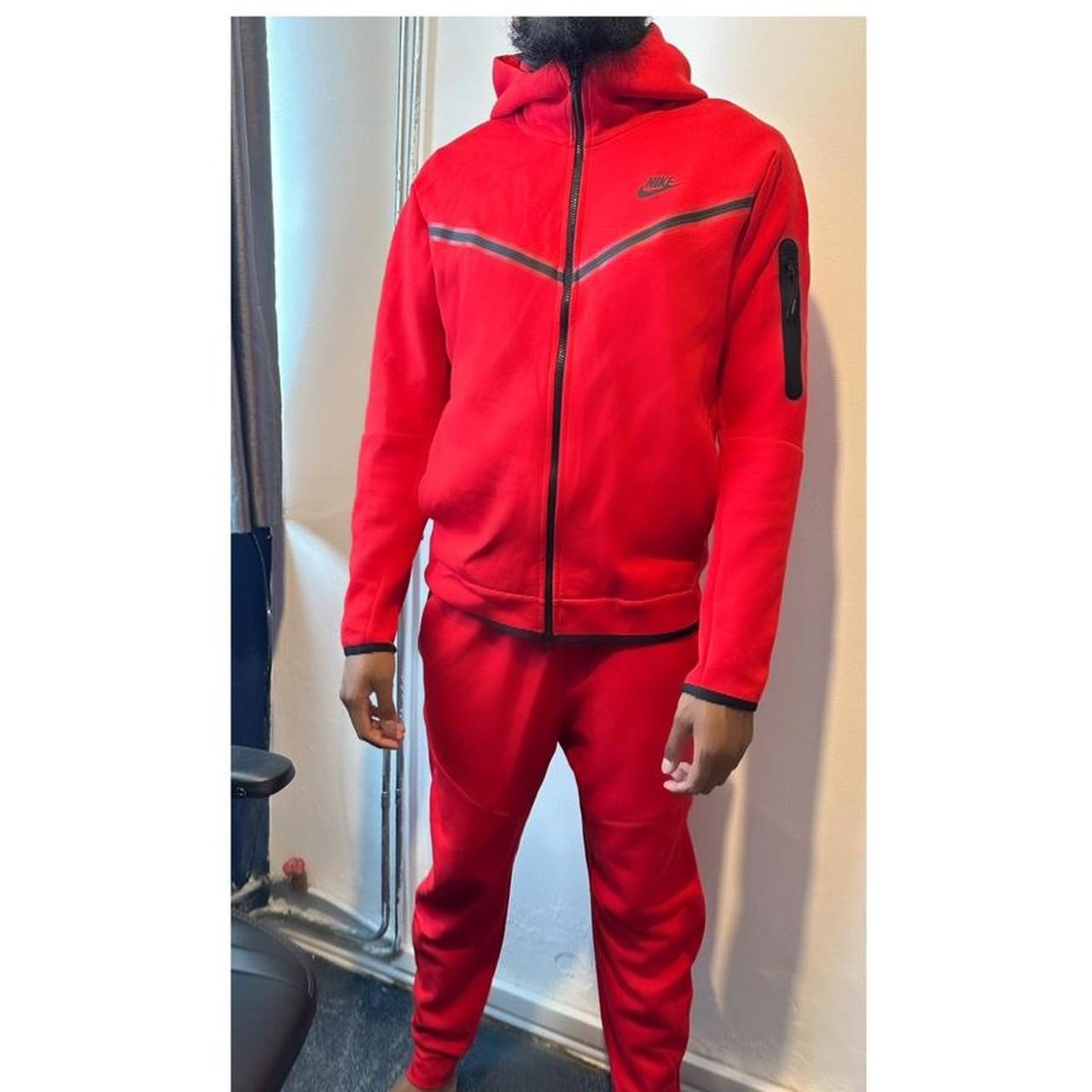 red nike hoodie and sweatpants set