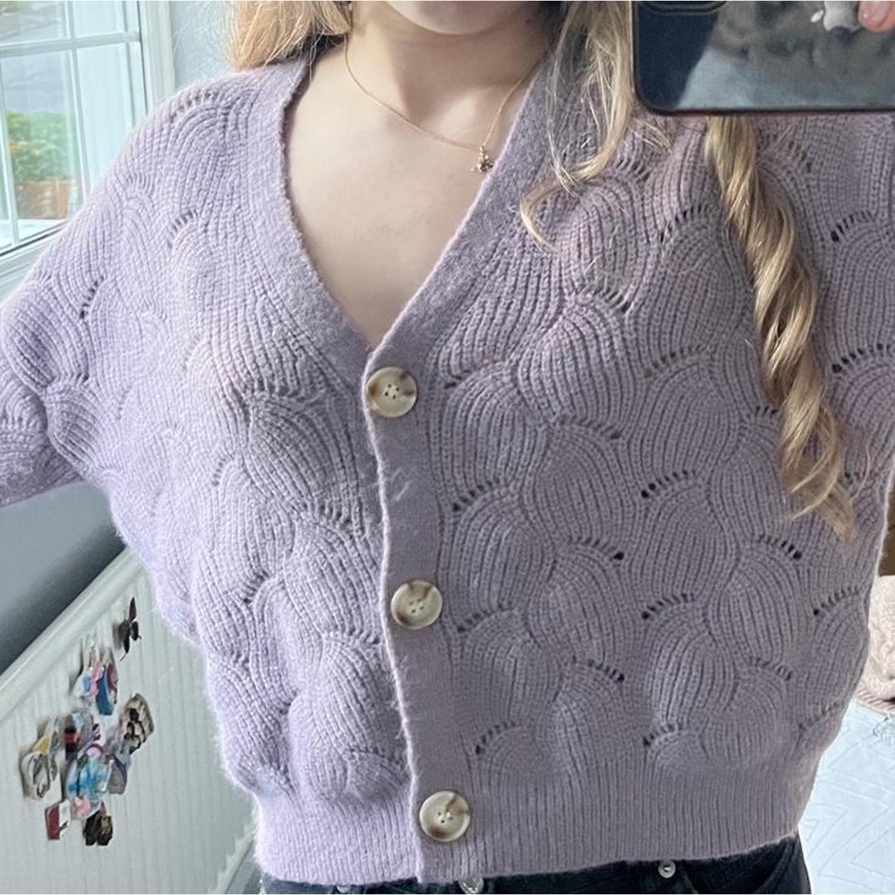 Purple knit cardi #purple #knit #cardigan #crop Depop
