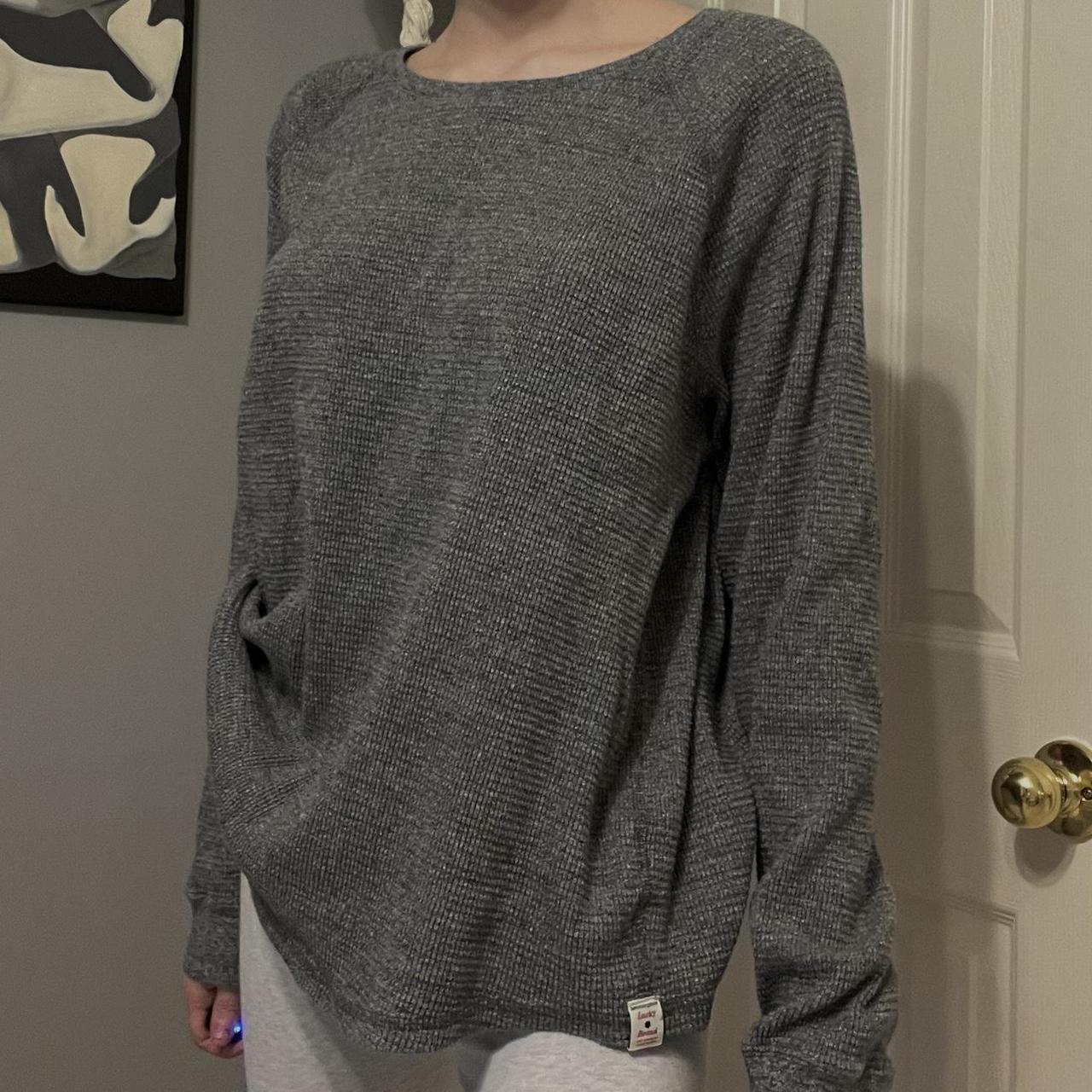 lucky brand lucky you gray waffle knit long sleeve!