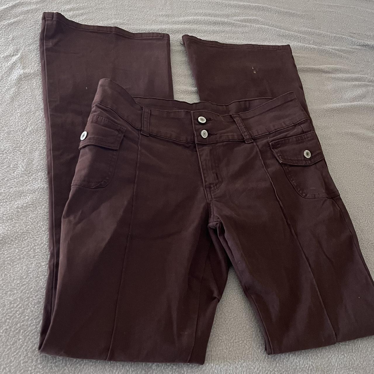 Brandy Melville low rise flare brown Agatha pants!... - Depop