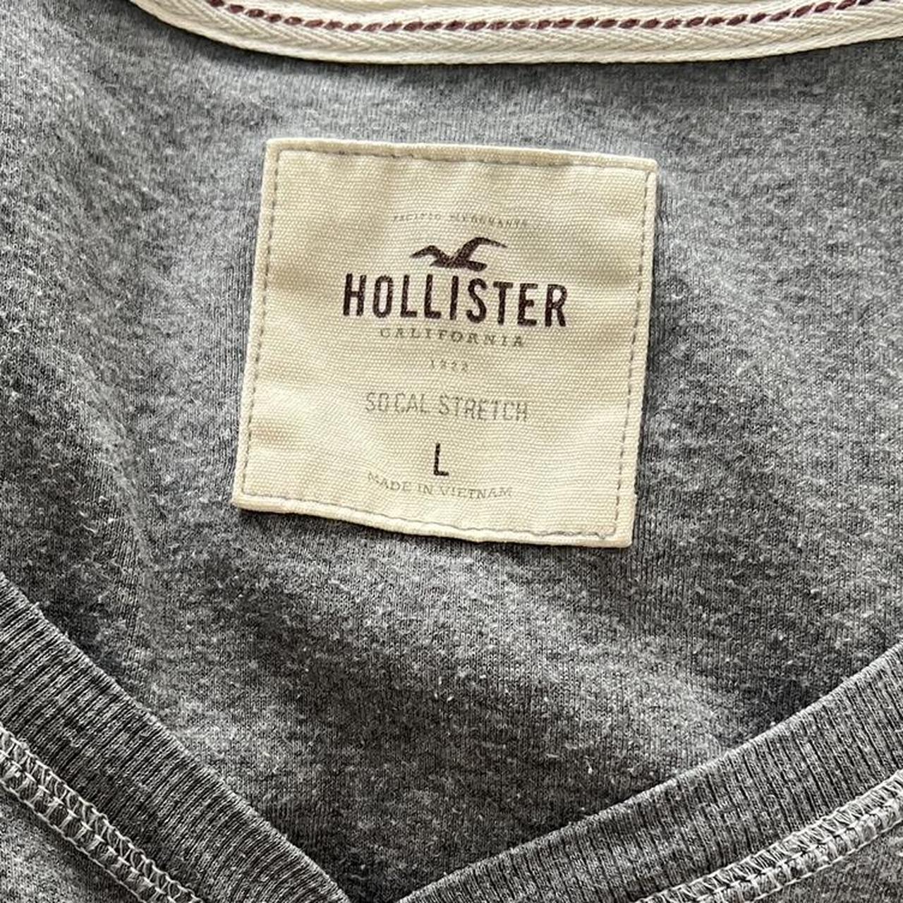 Grey dead stock Hollister Henley top Social stretch... - Depop