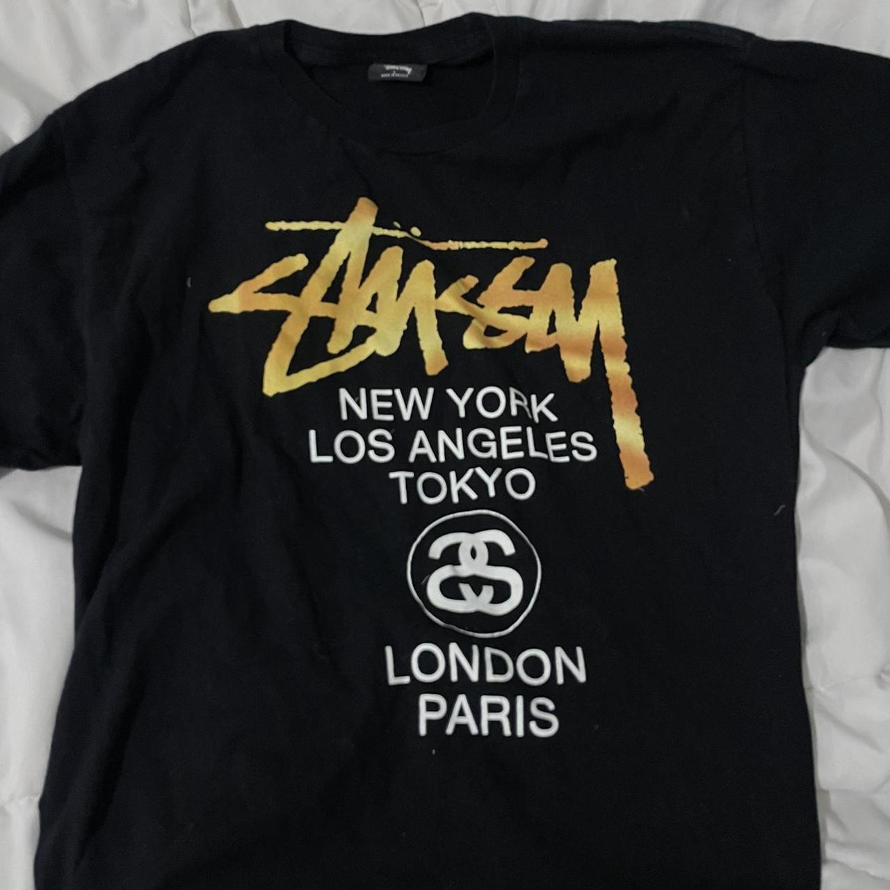 black stussy world tour tee - Depop