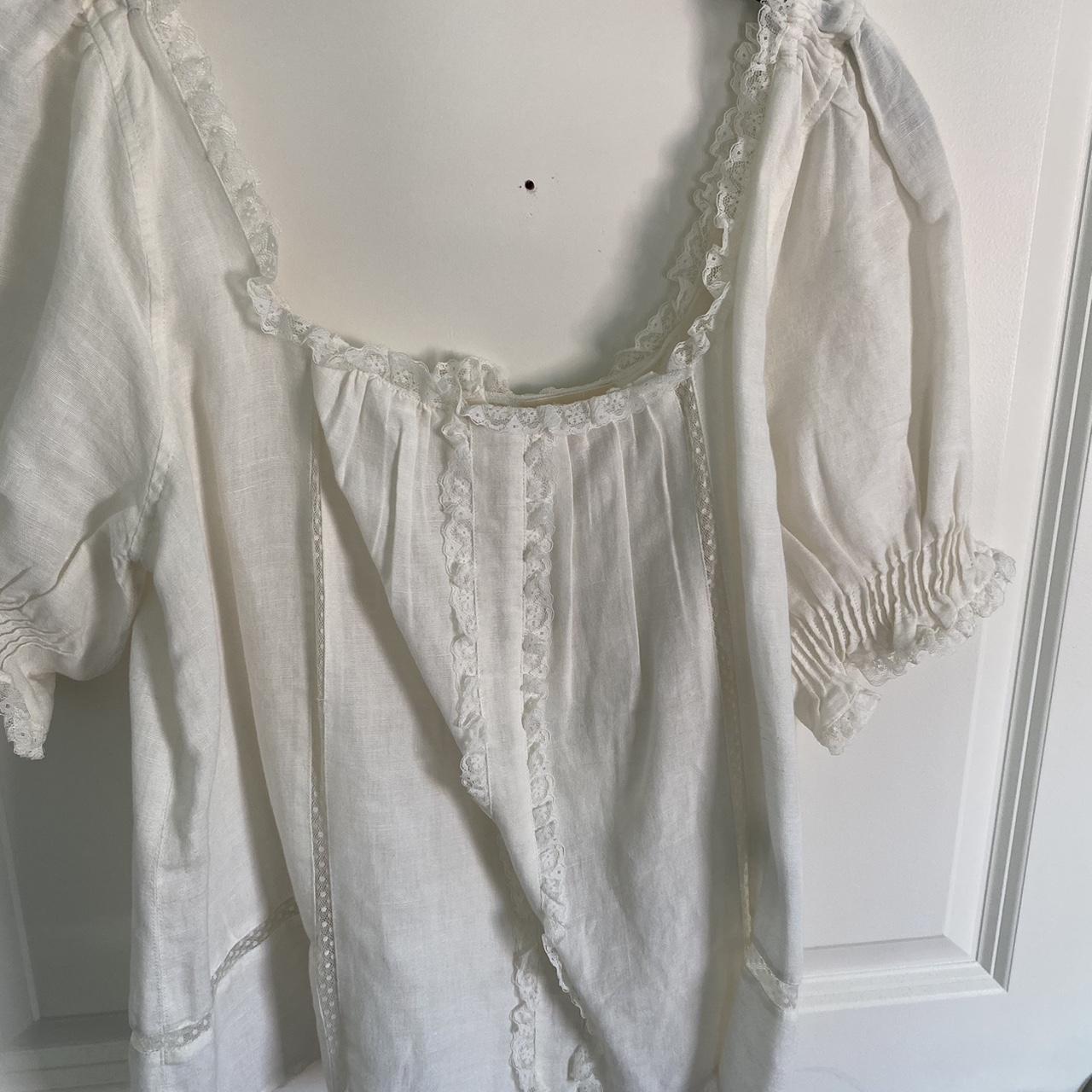 Sézane Women's White Blouse | Depop