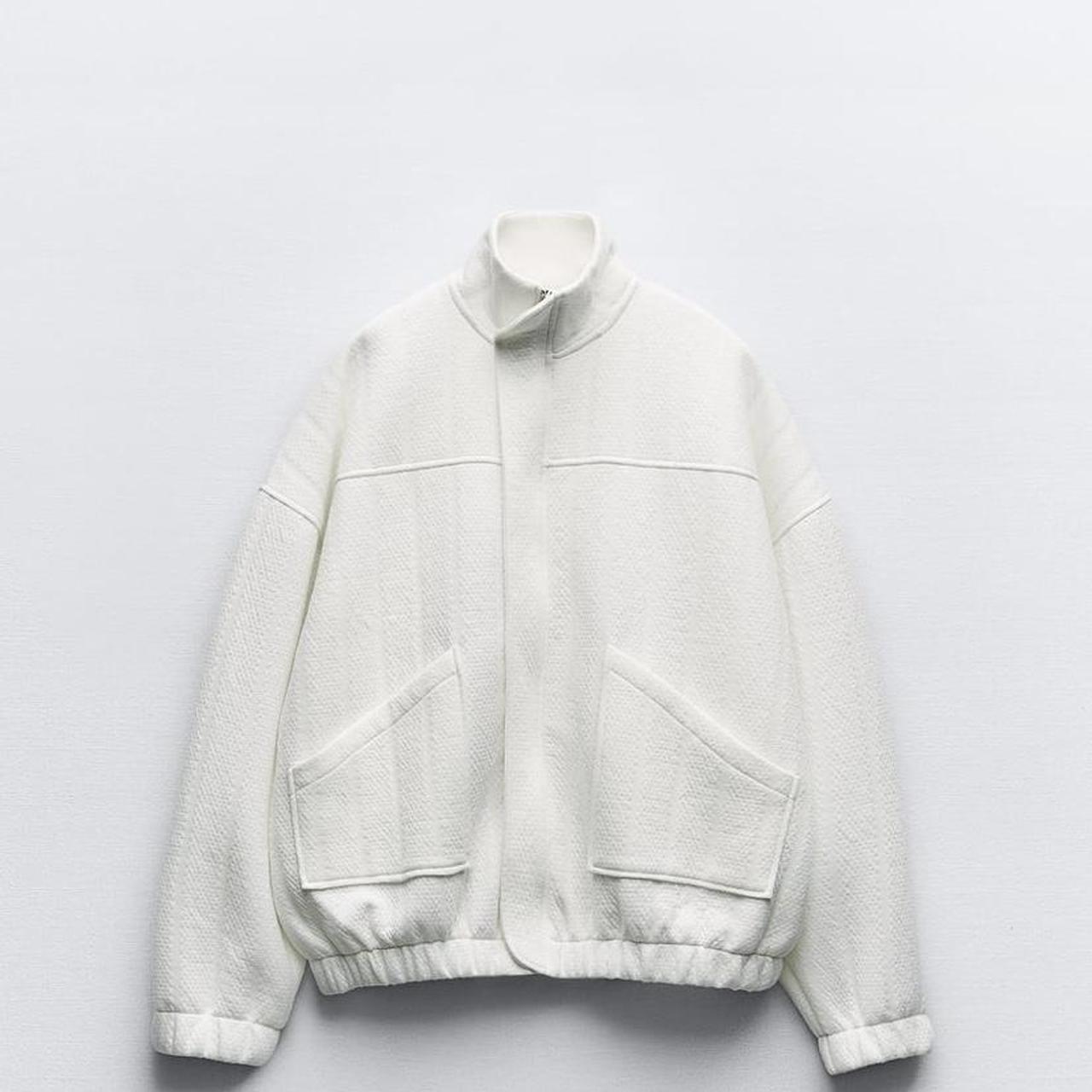 Zara textured oversized bomber jacket - cream - size