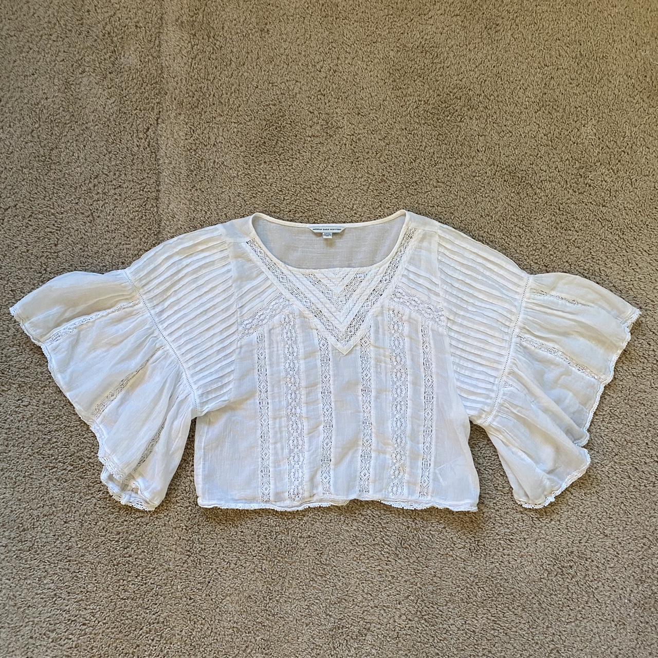 American Eagle White Flow Top - Depop