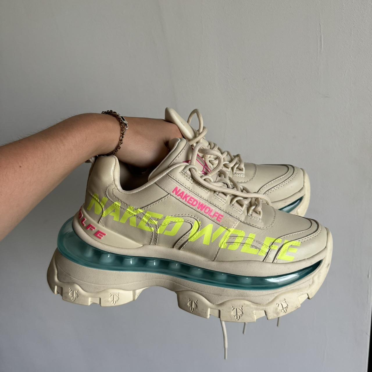 Naked Wolfe fierce cloud trainer Cream with neon | Depop