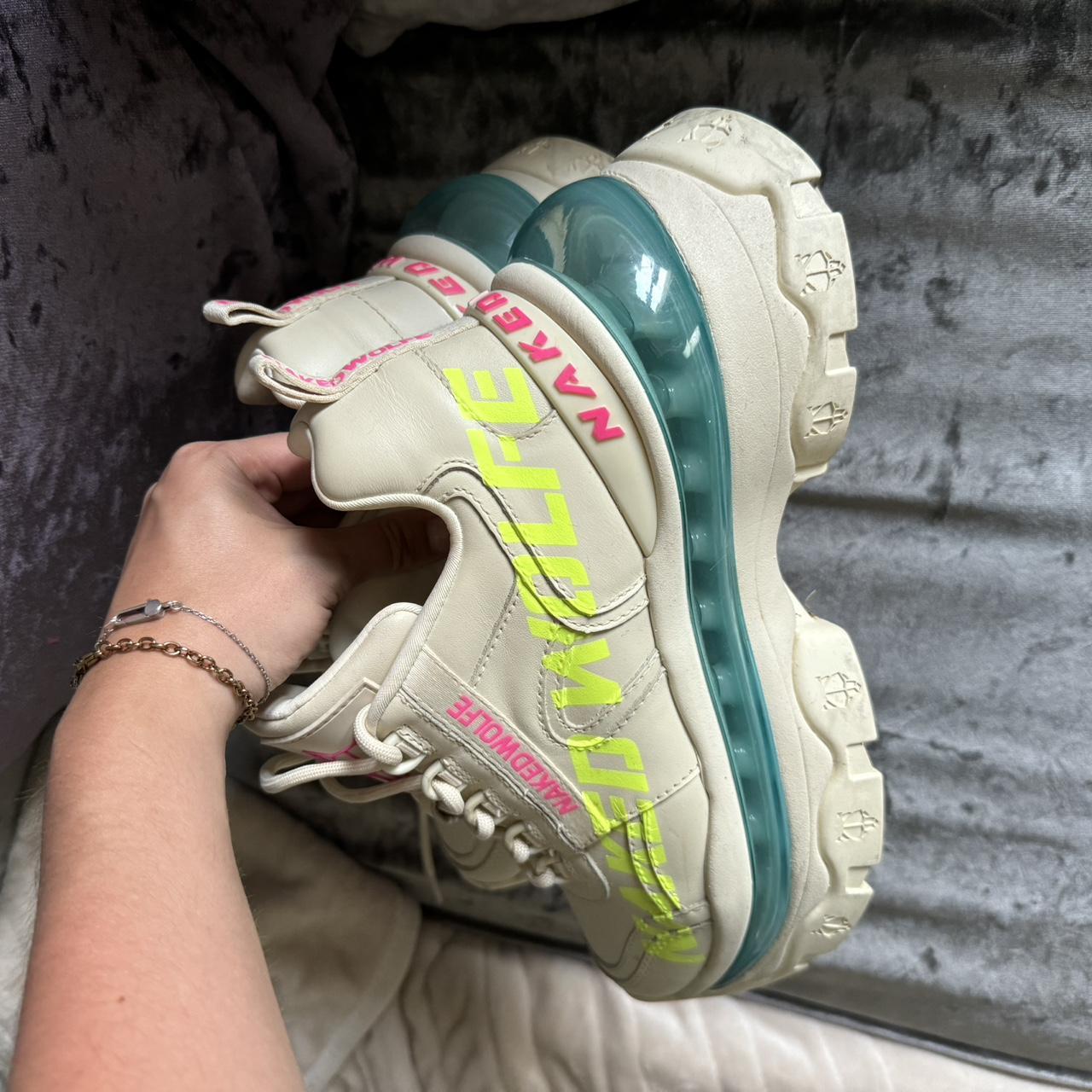Naked Wolfe fierce cloud trainer Cream with neon | Depop