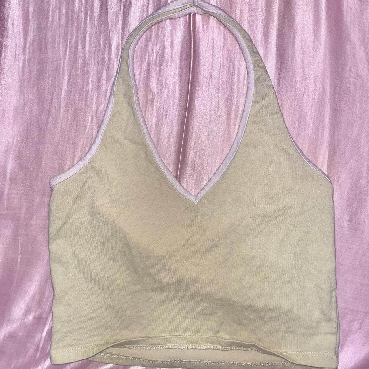 Brandy Melville pale green cropped halter top. Very... Depop