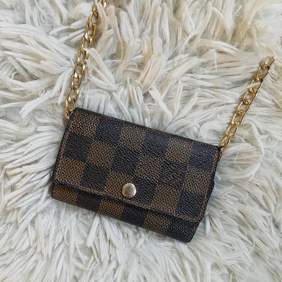 Louis Vuitton Key Pouch in Damier Ebene Gold - Depop