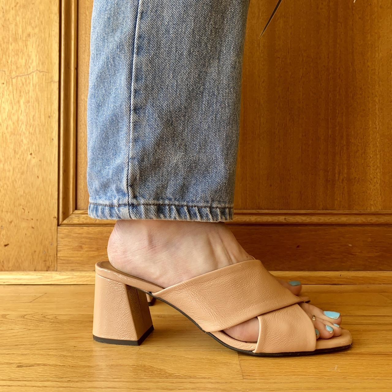 dusty pink block heels