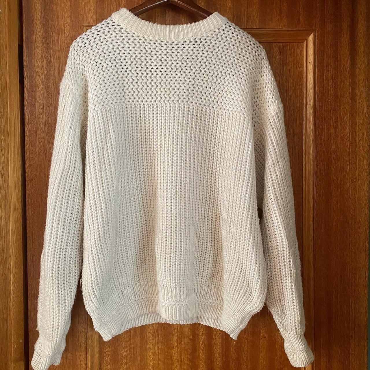 Vintage cream oversized chunky knit sweater. Size... - Depop