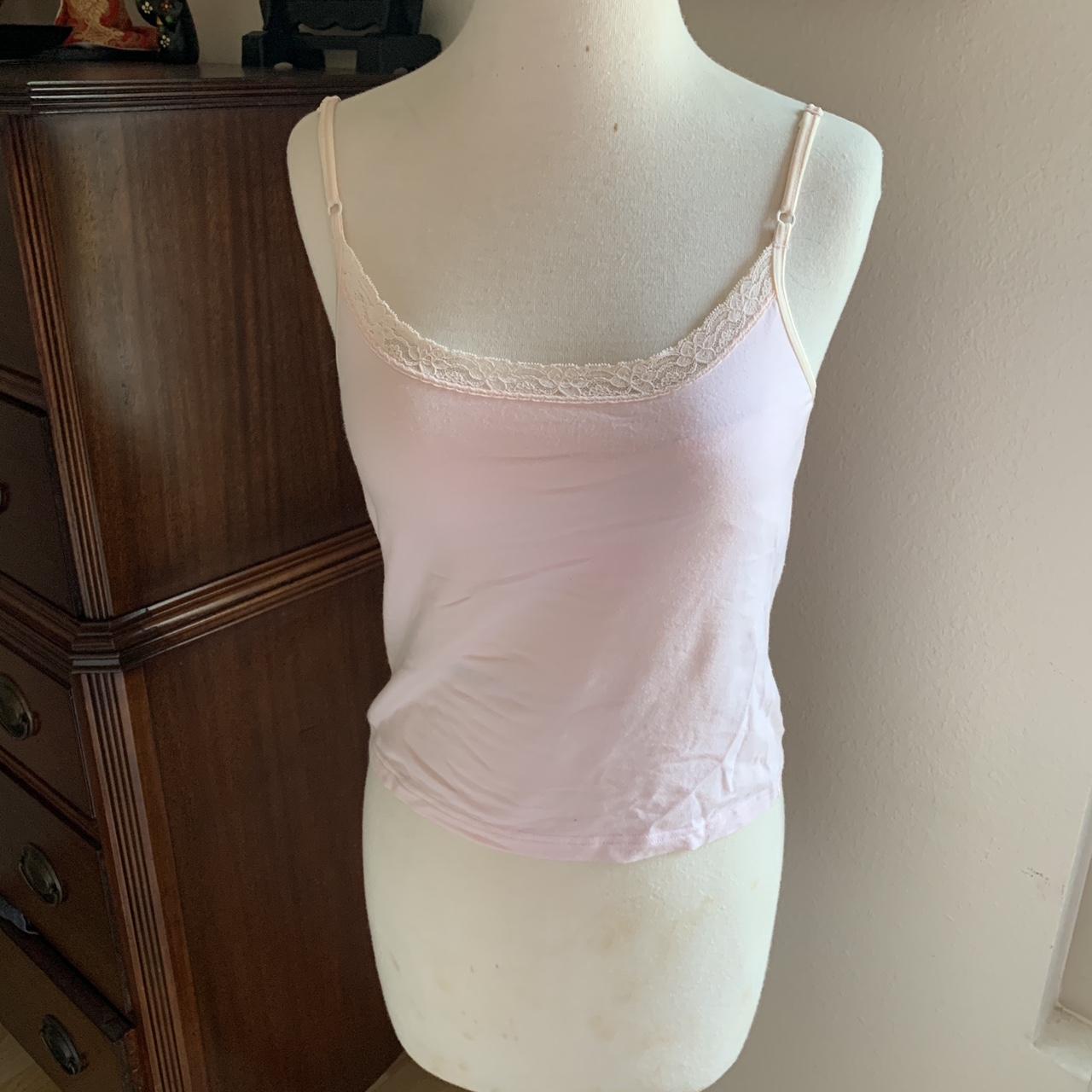 Light pink lace front cami size M but fits like a... - Depop