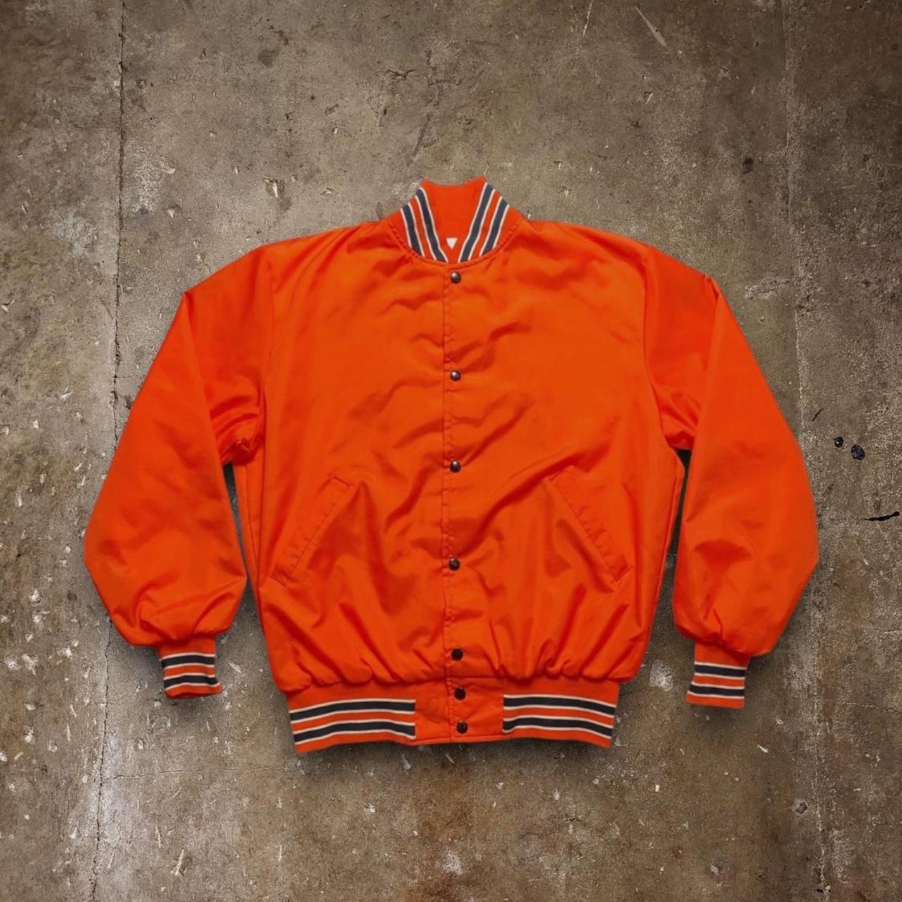 Orange Nylon Varsity Jacket Large Orange Nylon... - Depop