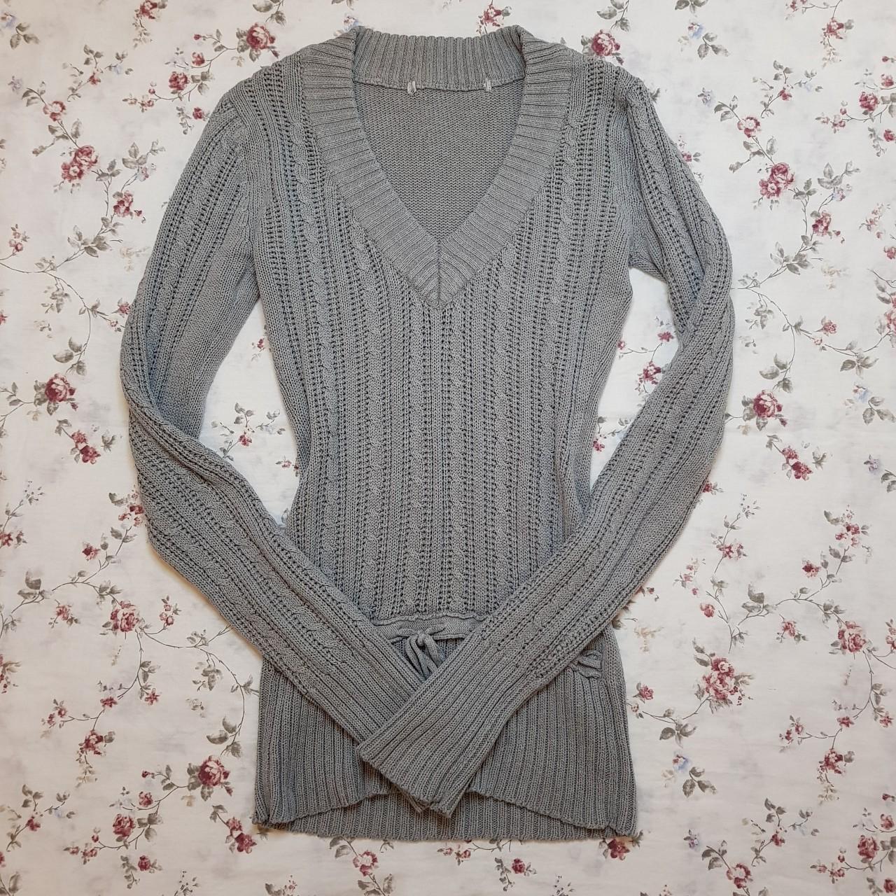 2000s gray long knitted sweater 🕊 Adorable long... - Depop