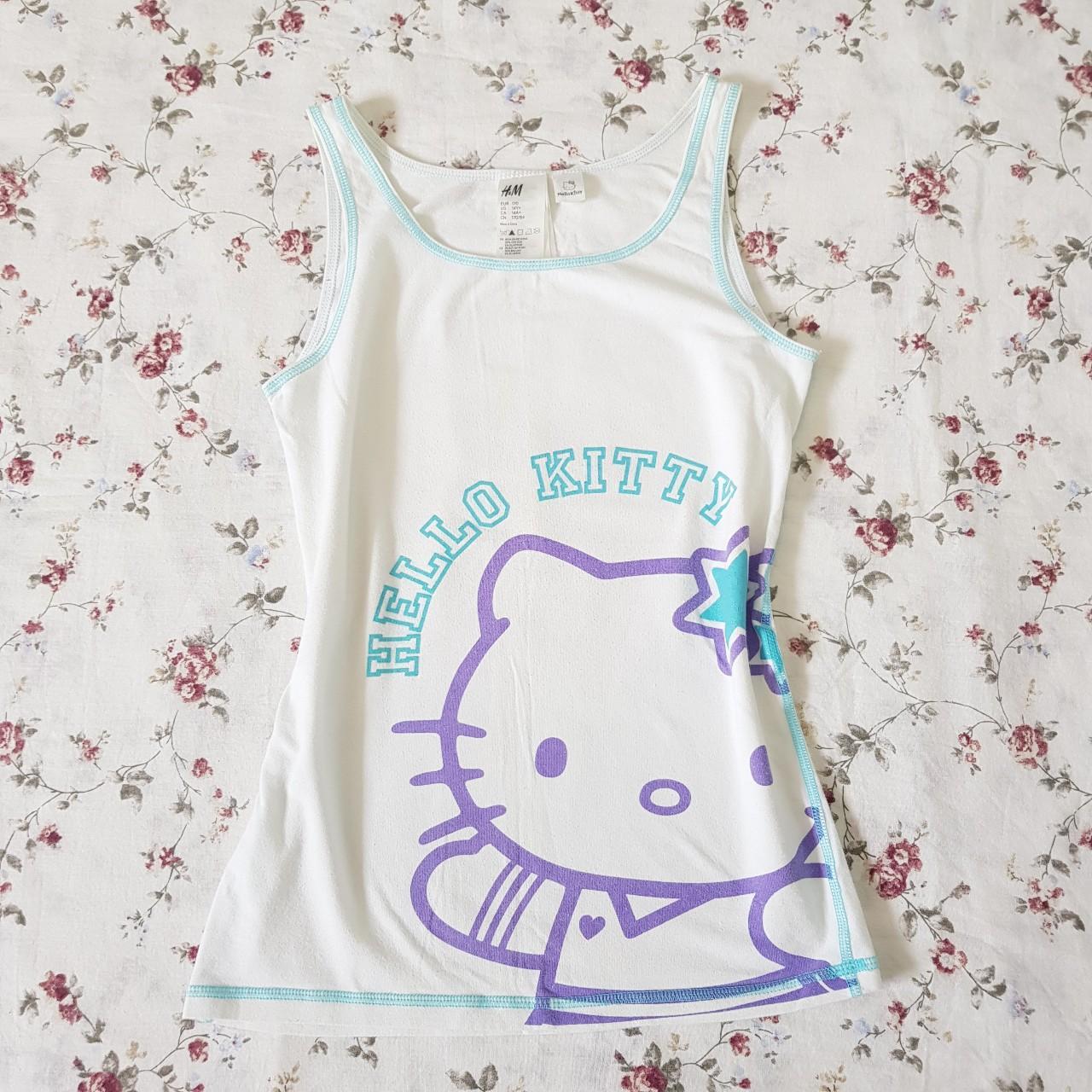 Adorable Hello Kitty white tank top 🦢 Cute blue... - Depop