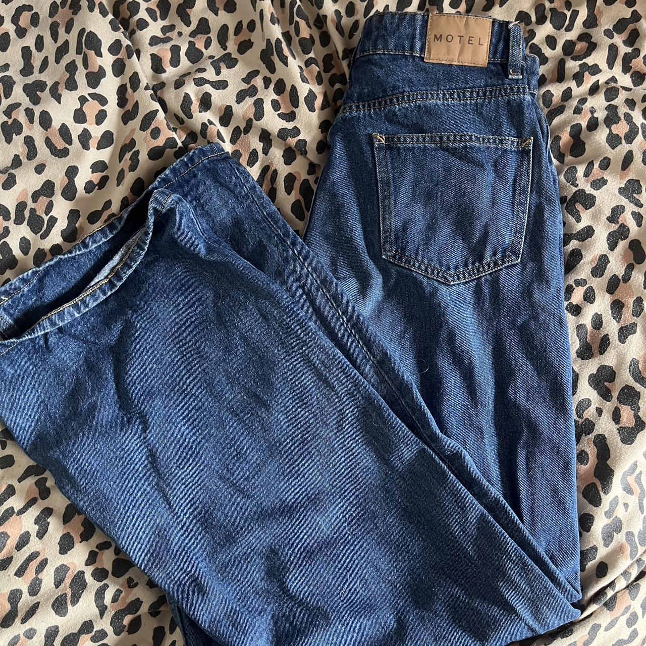 Motel Women's Navy Jeans Depop