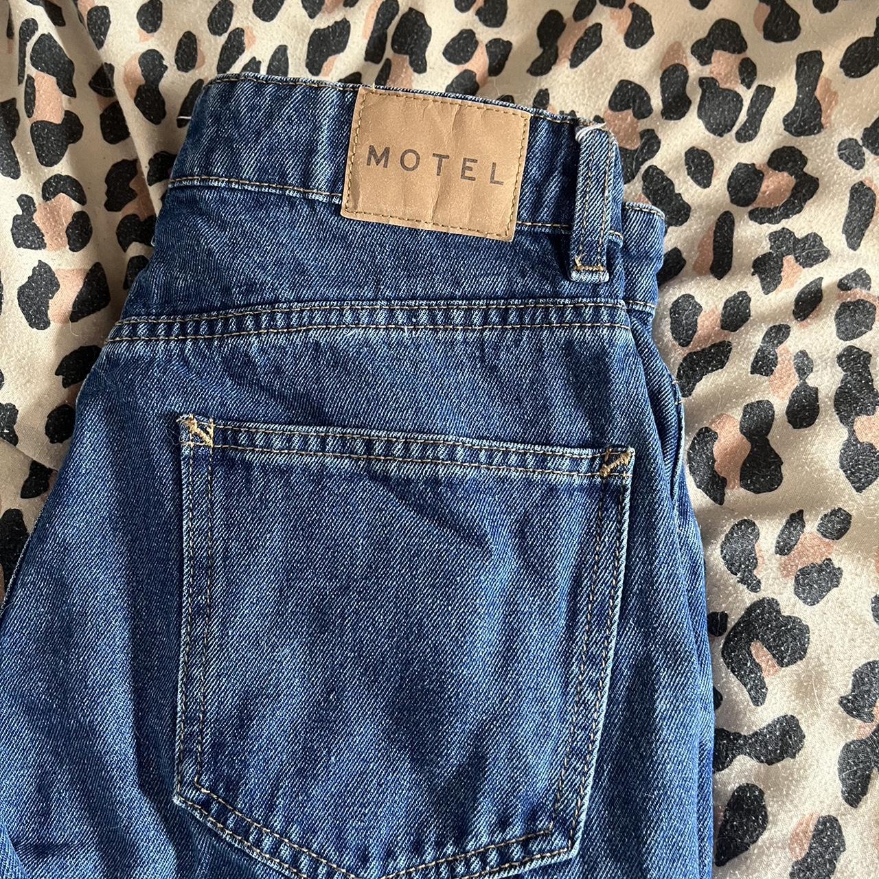 Motel Women's Navy Jeans Depop