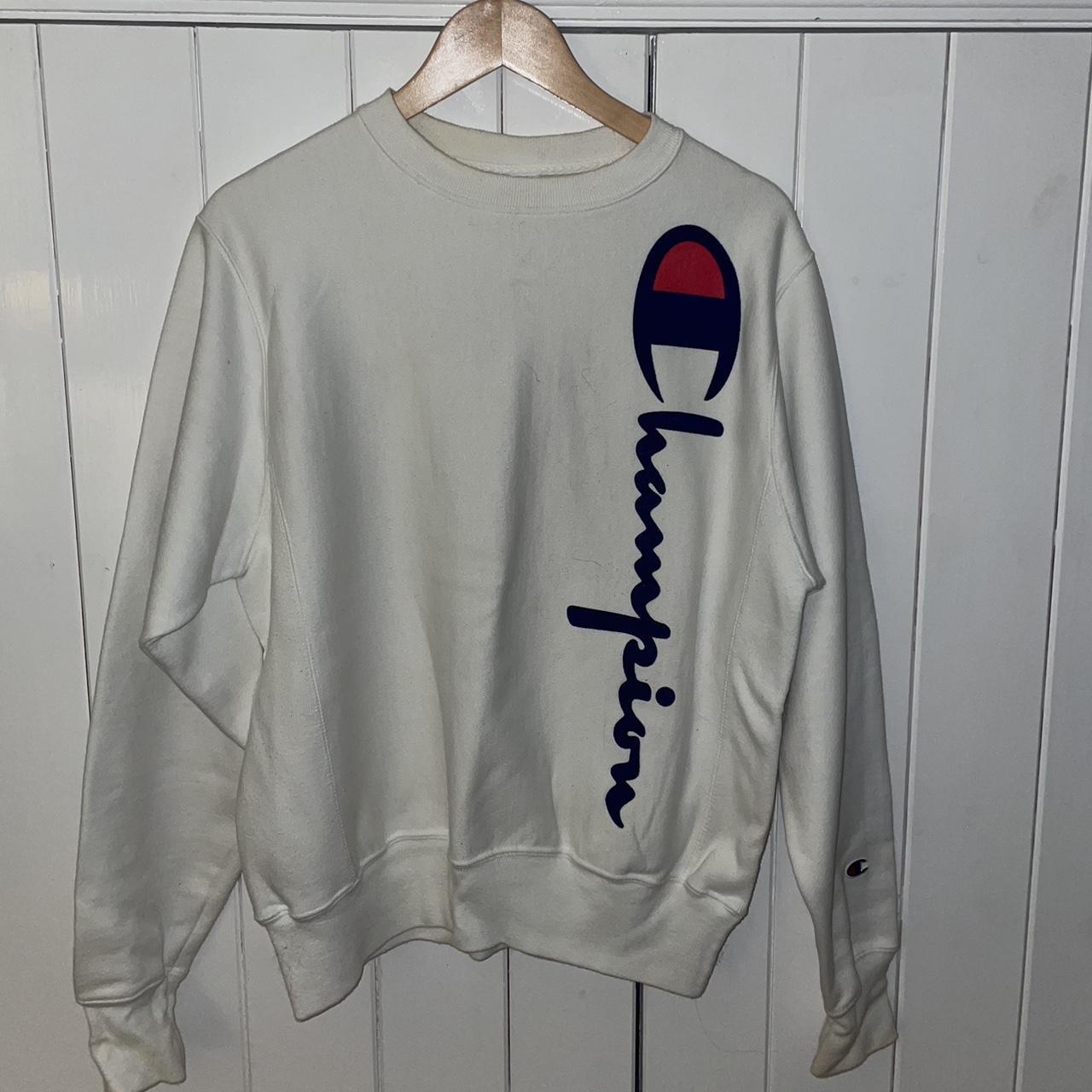 Champion Men's White Sweatshirt | Depop