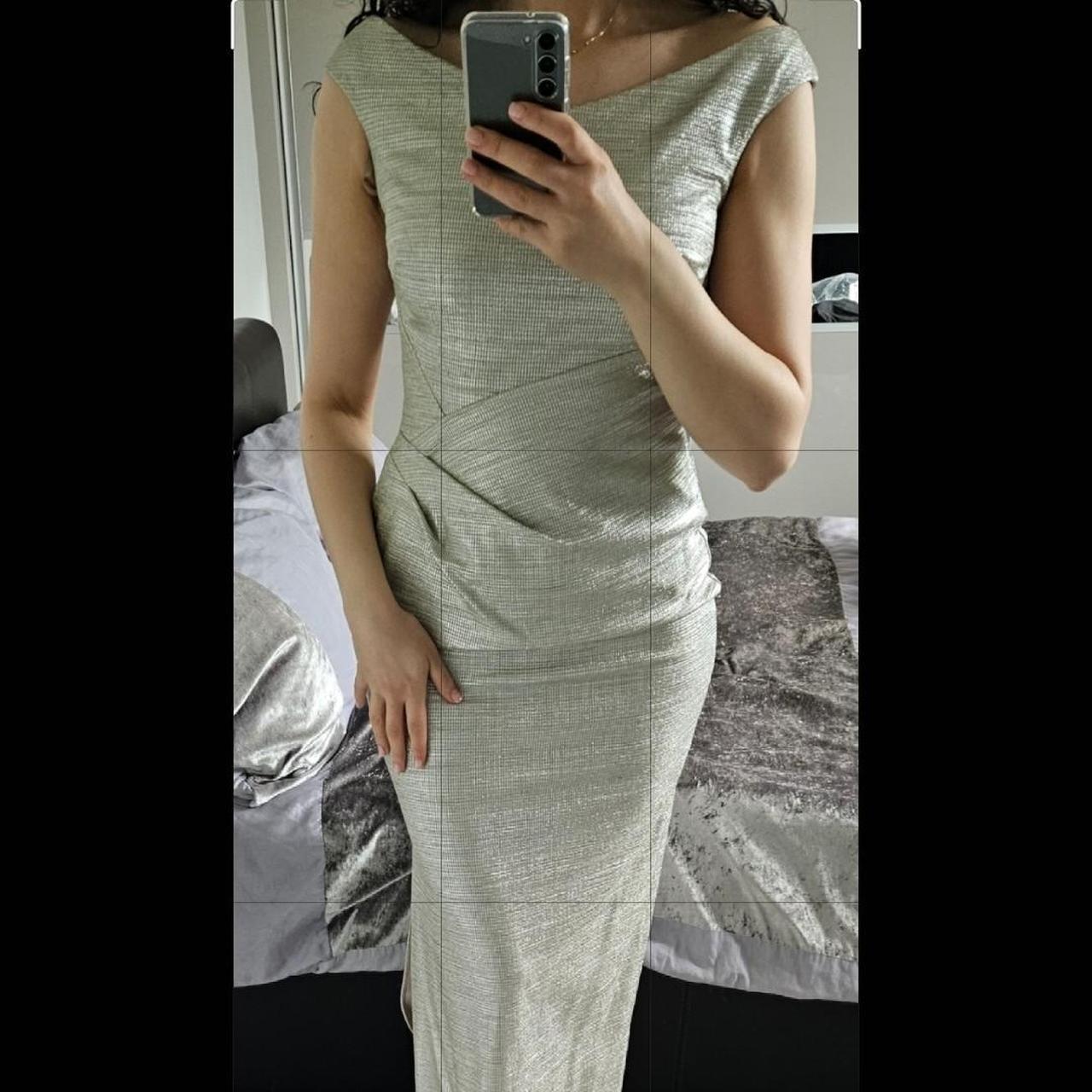 STYLE Ralph Lauren silver metallic maxi dress with