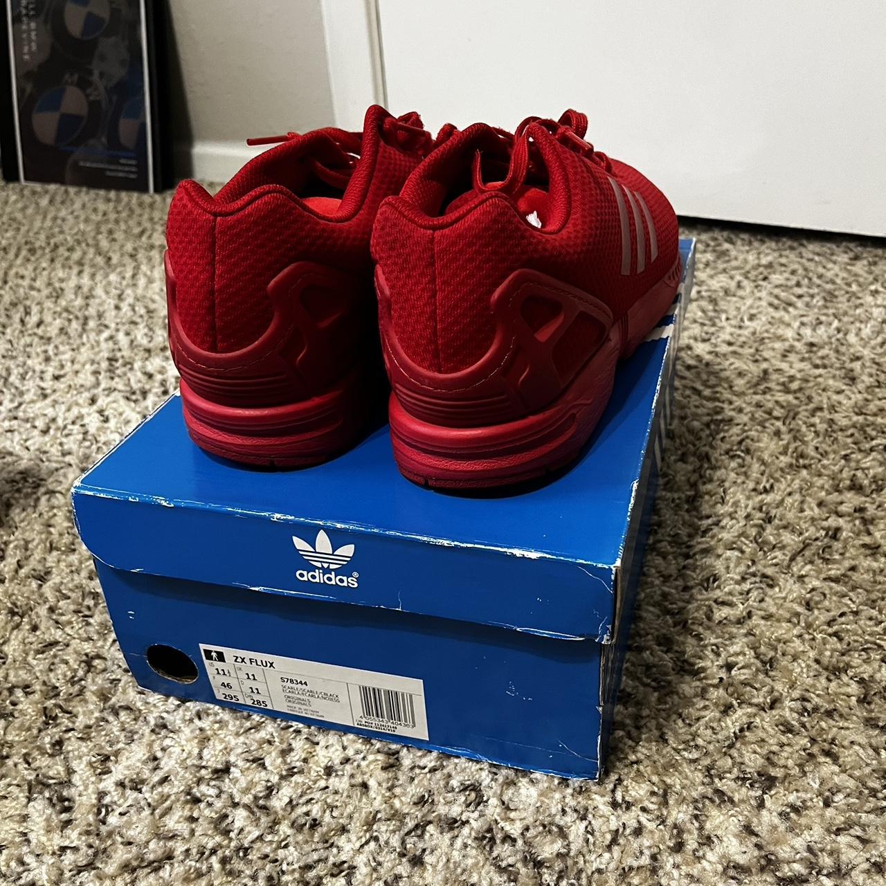 Full red adidas zx flux best sale