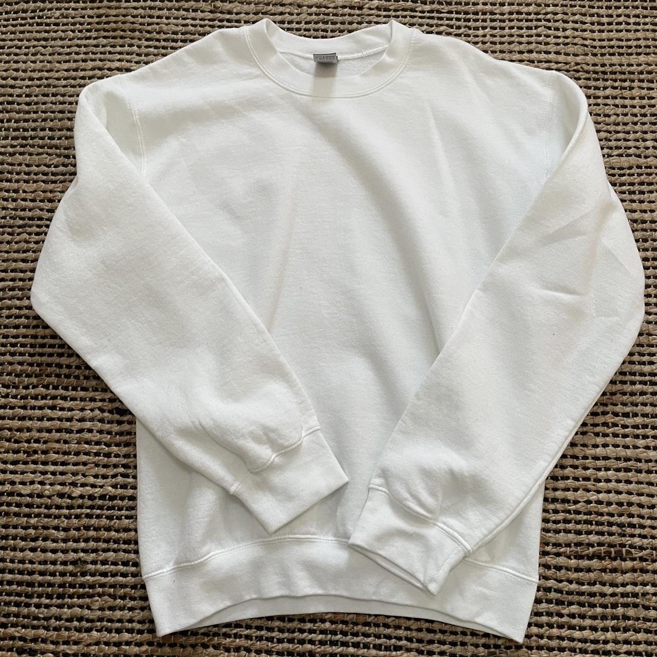 White crew neck jumper! Fleece lined, cute and... - Depop