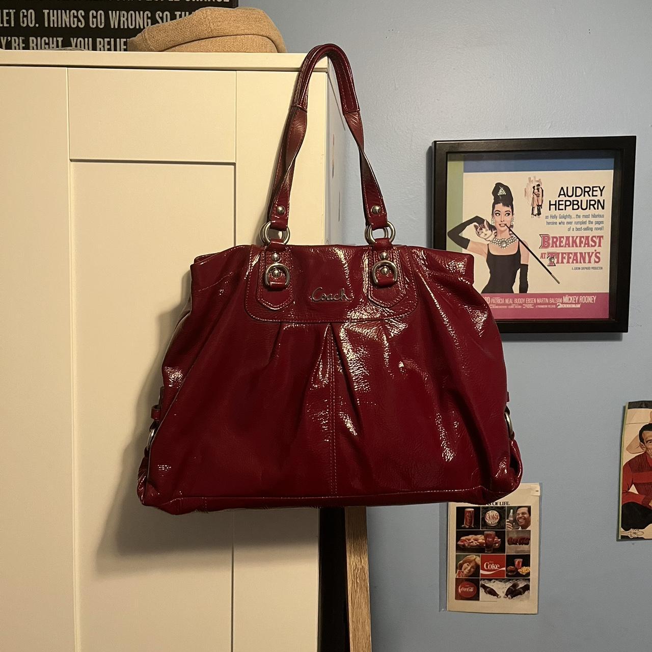 Coach Soho Red Patent Leather Shoulder Bag | Leather shoulder bag, Red  leather bag, Black coach purses