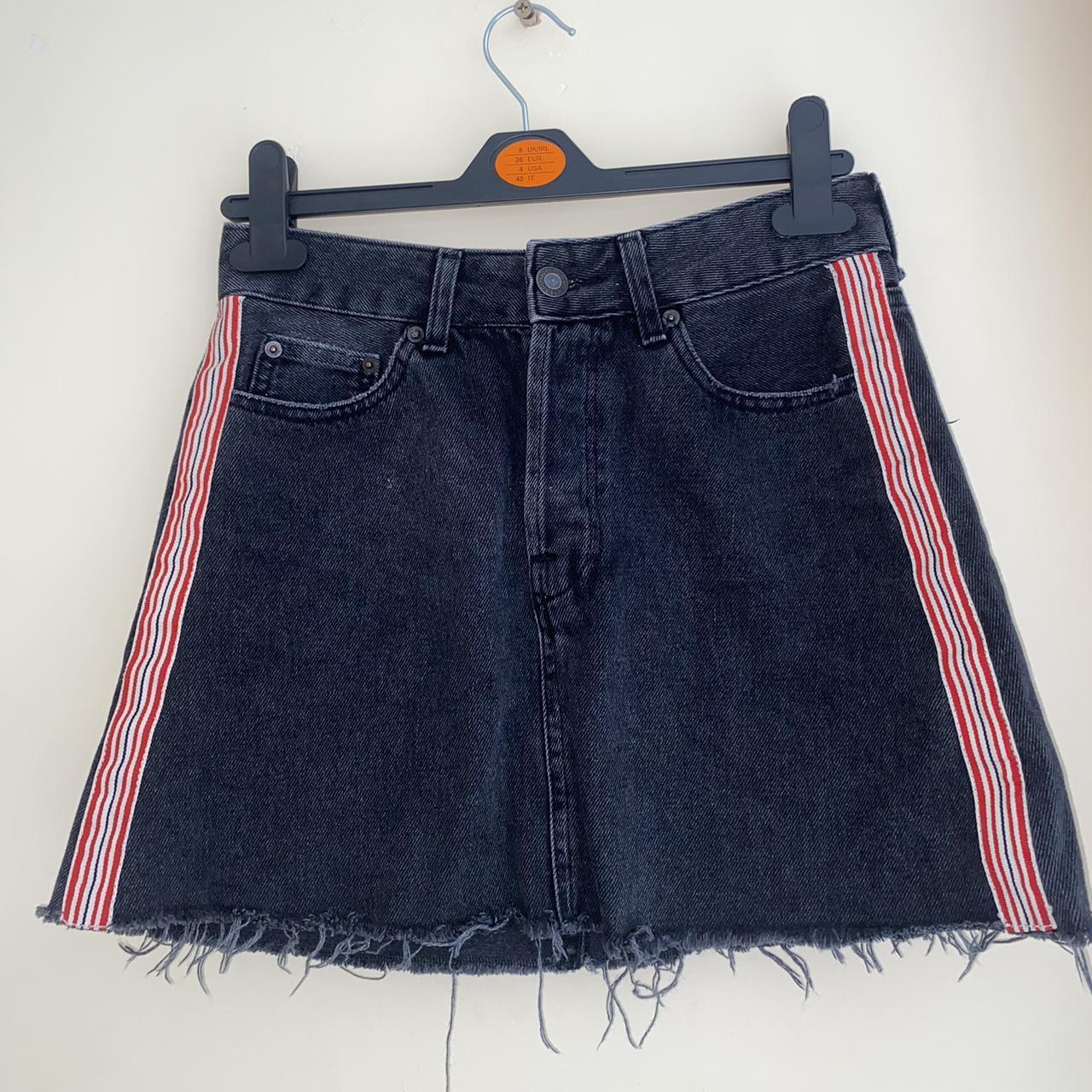 Bershka black denim skirt Red stripe detail