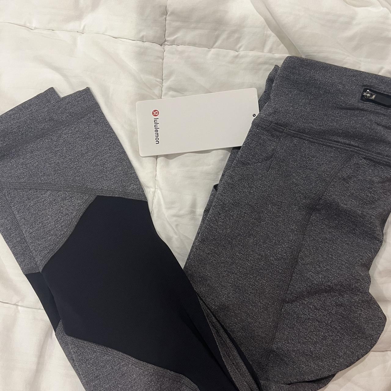 grey lululemon leggings back zipper 'pace rival - Depop