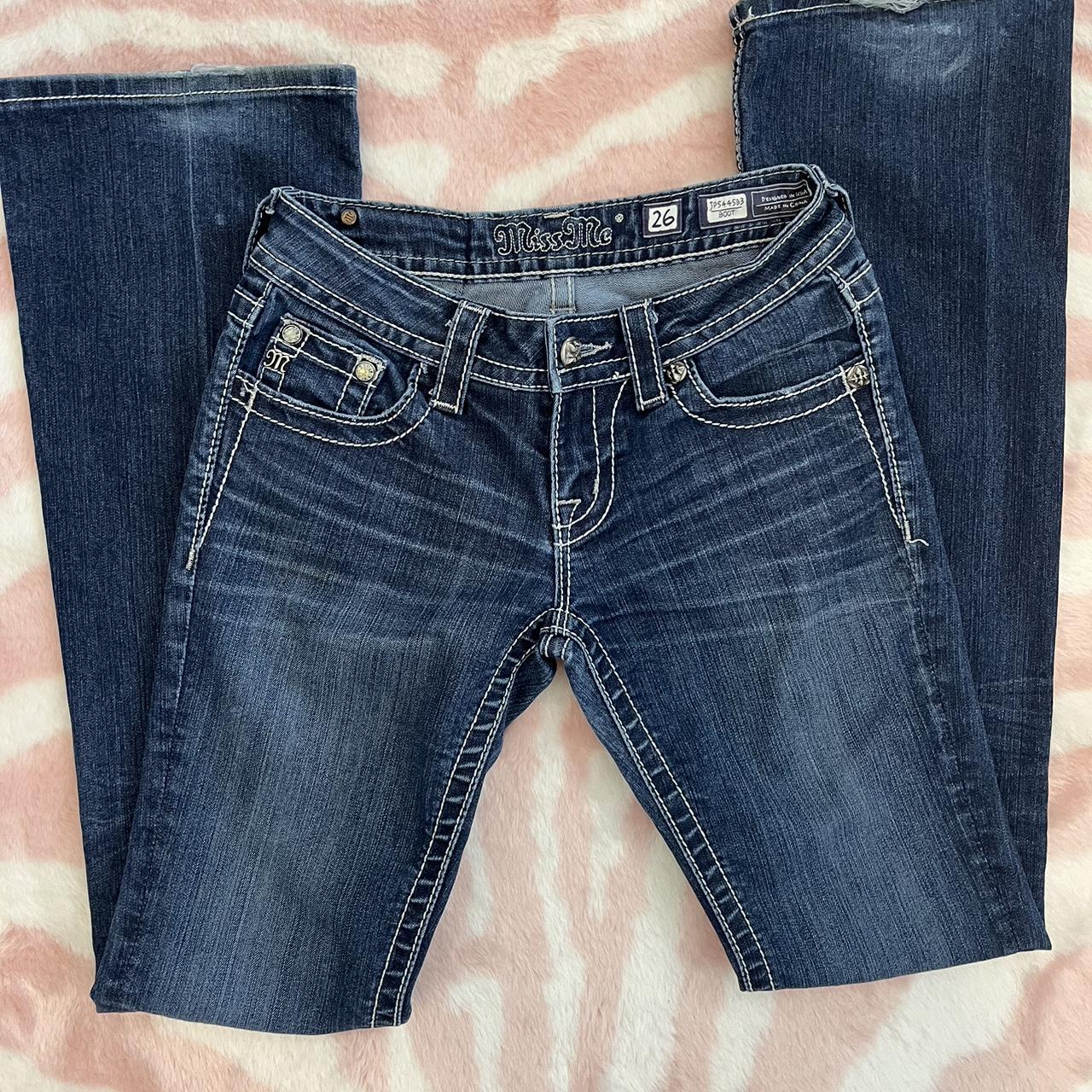 Miss Me Denim Jeans low waisted/ w/26 JP5445B3... - Depop