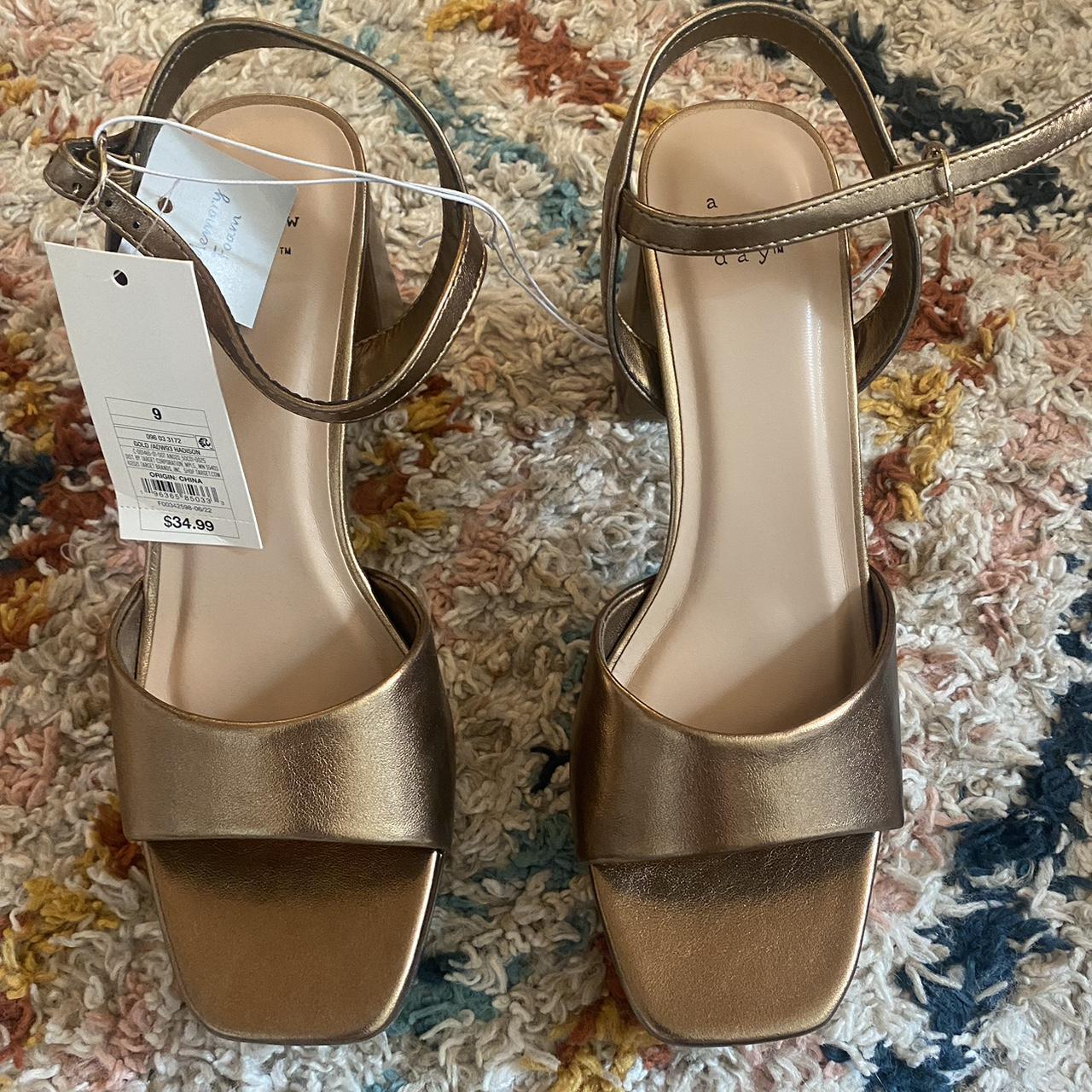 A New Day Women's Gold Sandals Depop