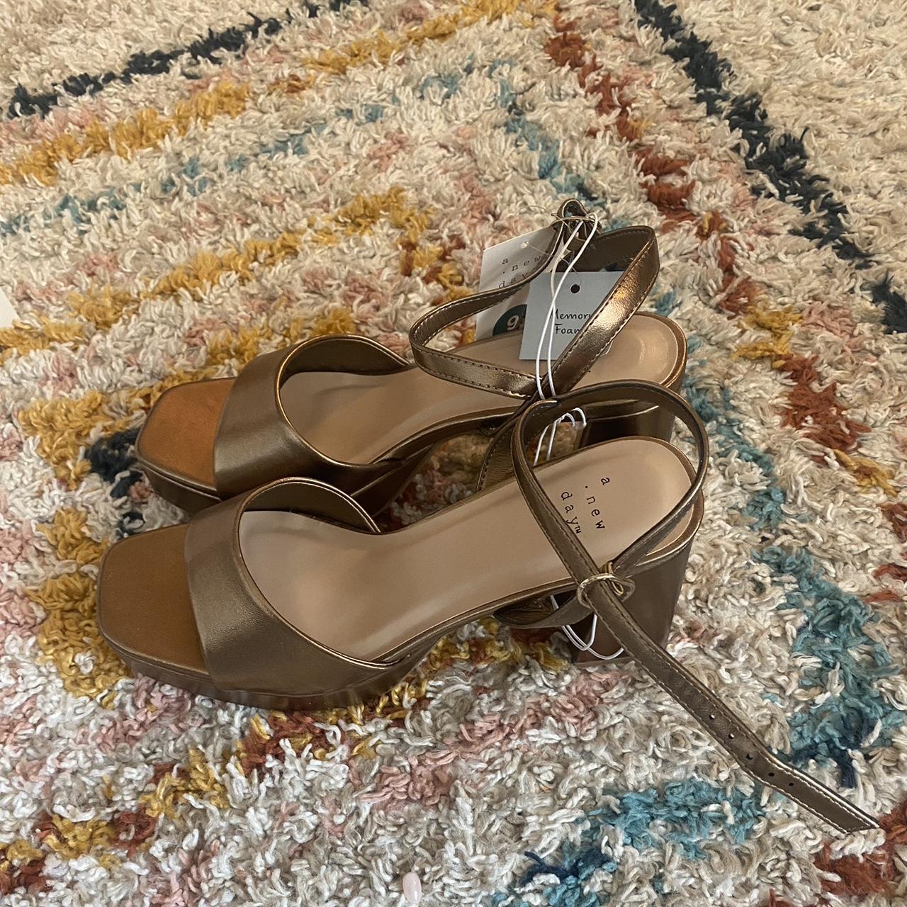 A New Day Women's Gold Sandals Depop