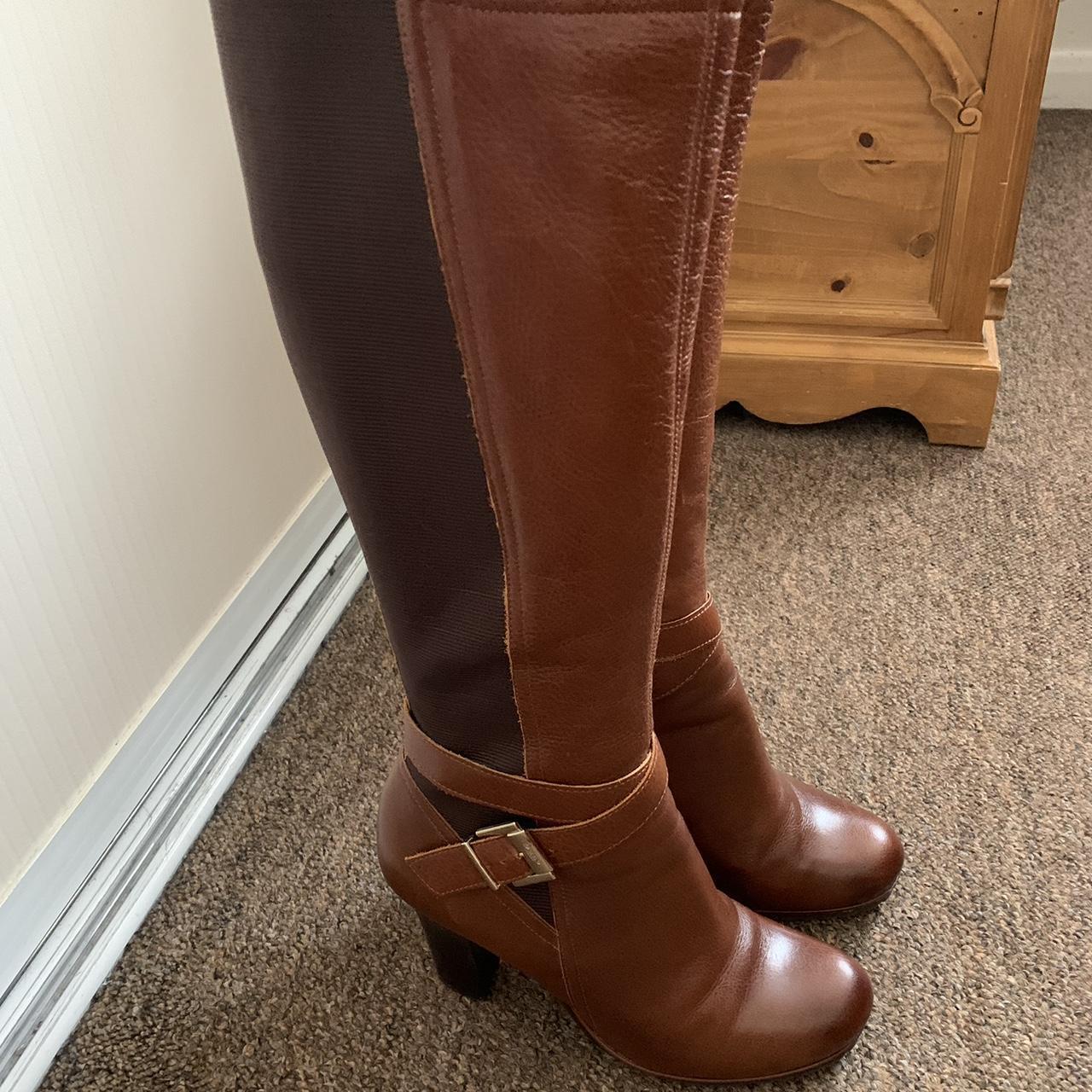 Dune tan knee high clearance boots