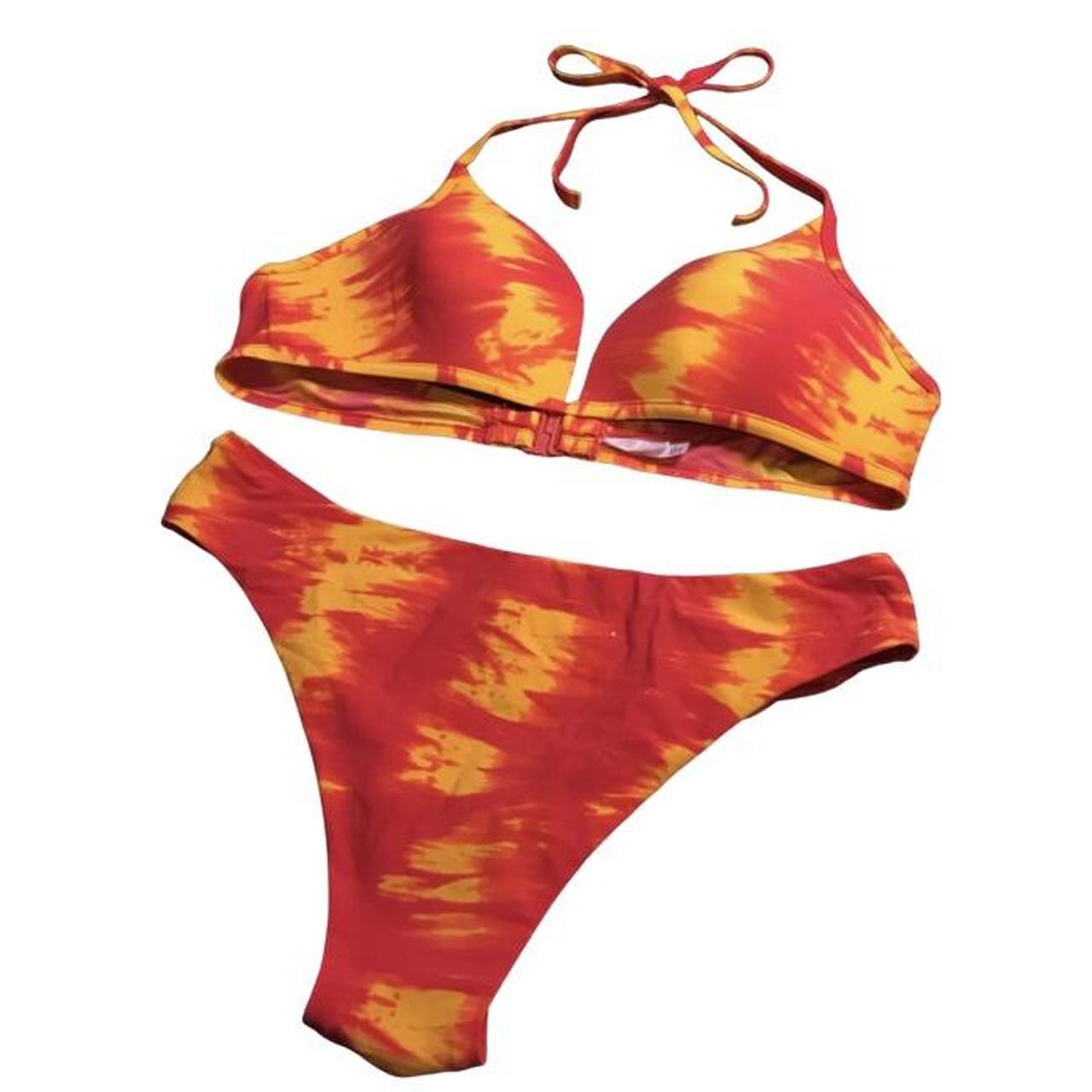 Red And Yellow Tie Dye Bikini Swim Set By Victorias Depop