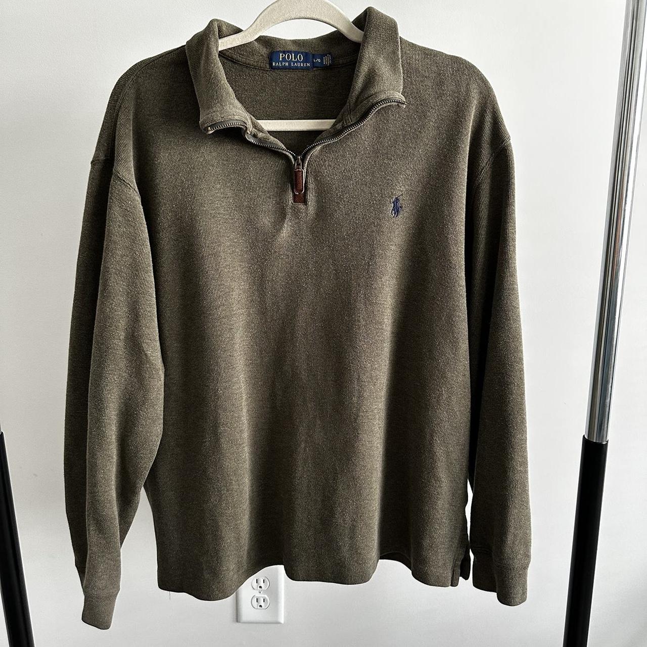 Polo Ralph Lauren Olive green Cotton quarter zip... - Depop