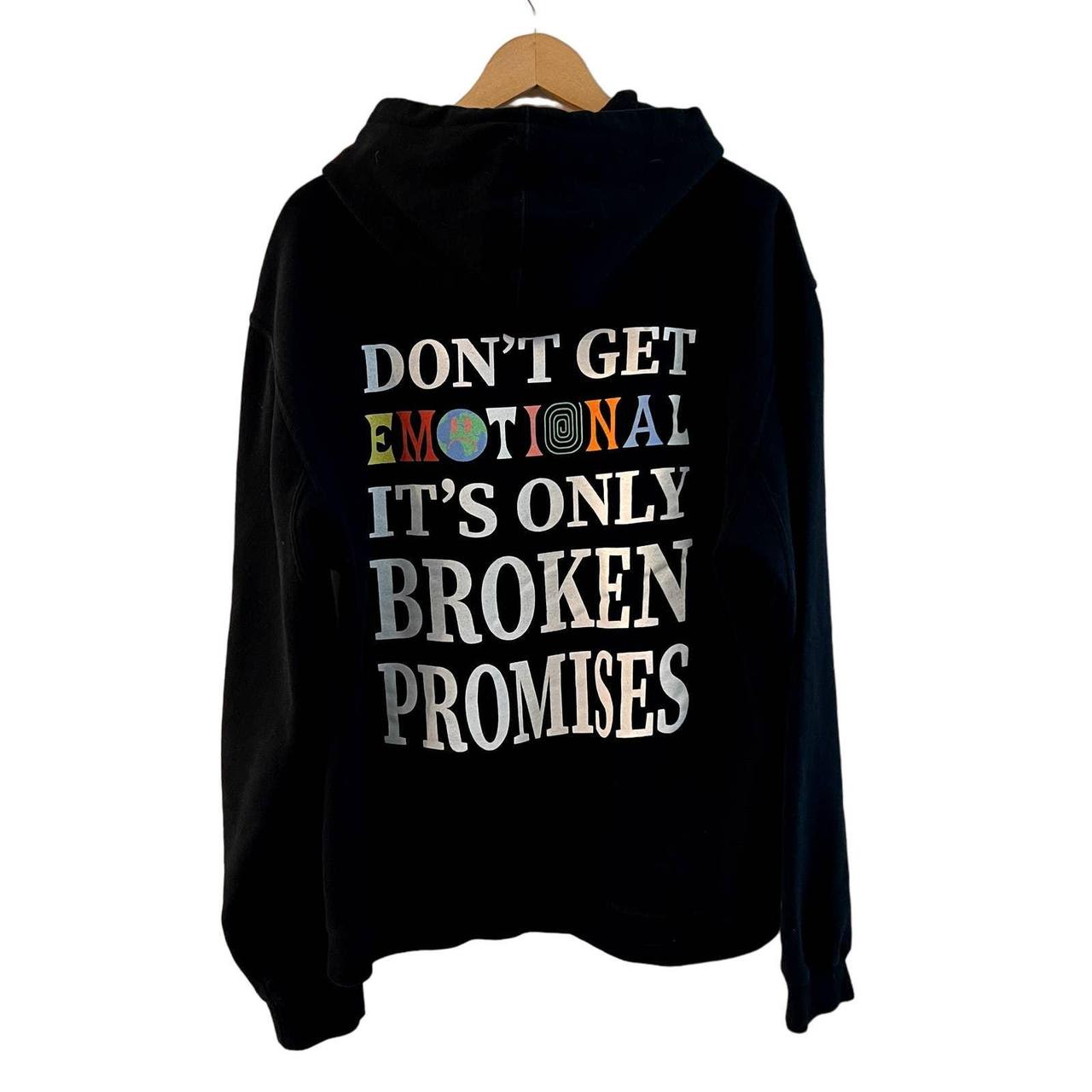 Emotional Black Hoodie from Broken Promises Depop