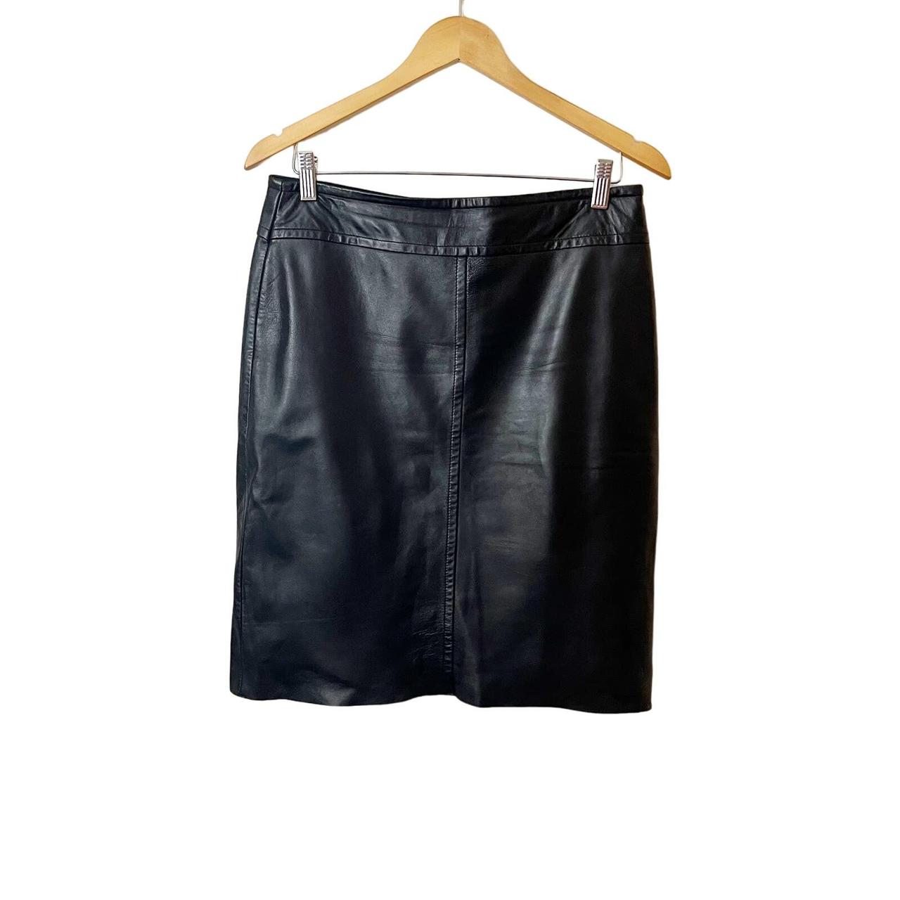 Vintage Y2k BCBG MAXAZRIA black leather skirt. Depop