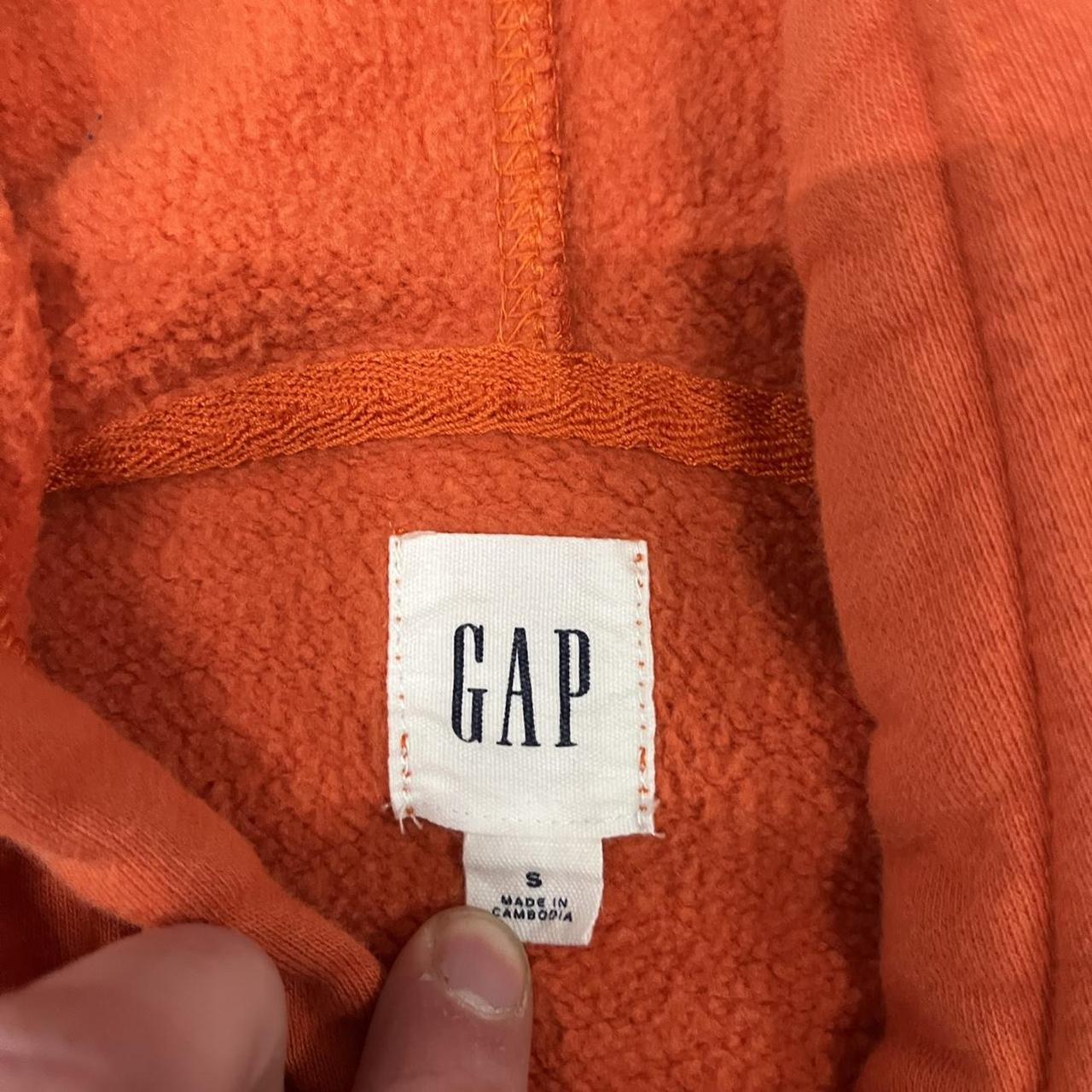 Brown graphic hoodie from Gap. Red lettering and red - Depop