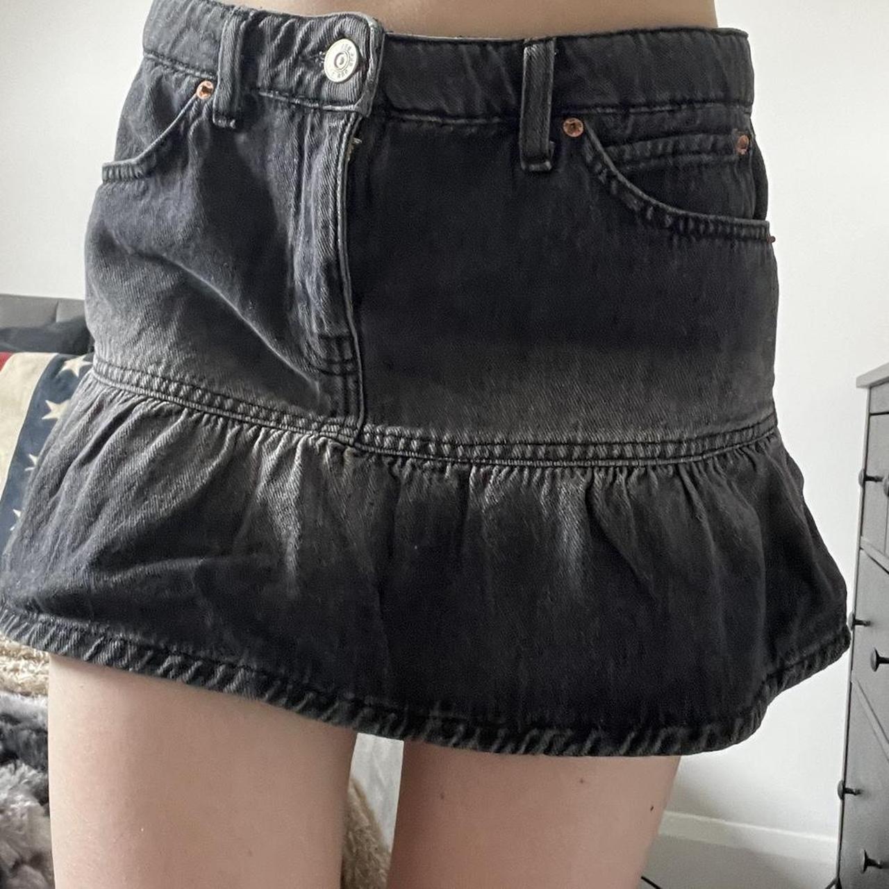 BDG urban outfitters black denim ruffle mini