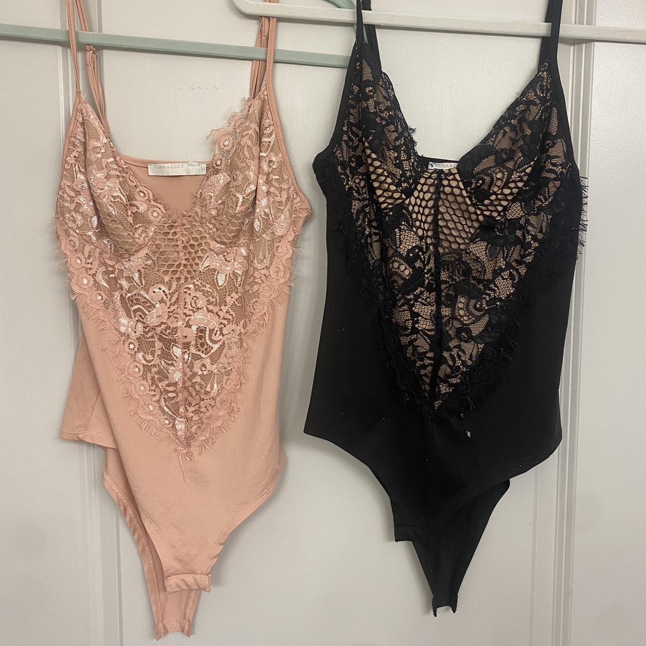 Pink and Black lingerie bodysuit, I wore these with