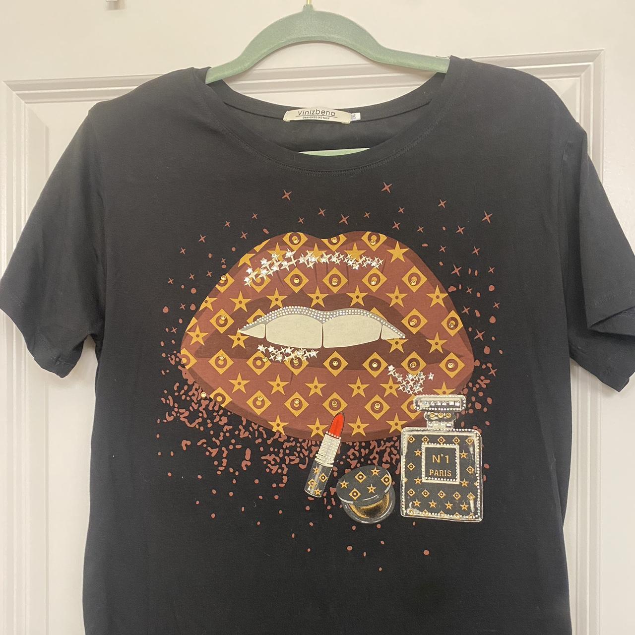 New women's Louis Vuitton black t-shirt with - Depop