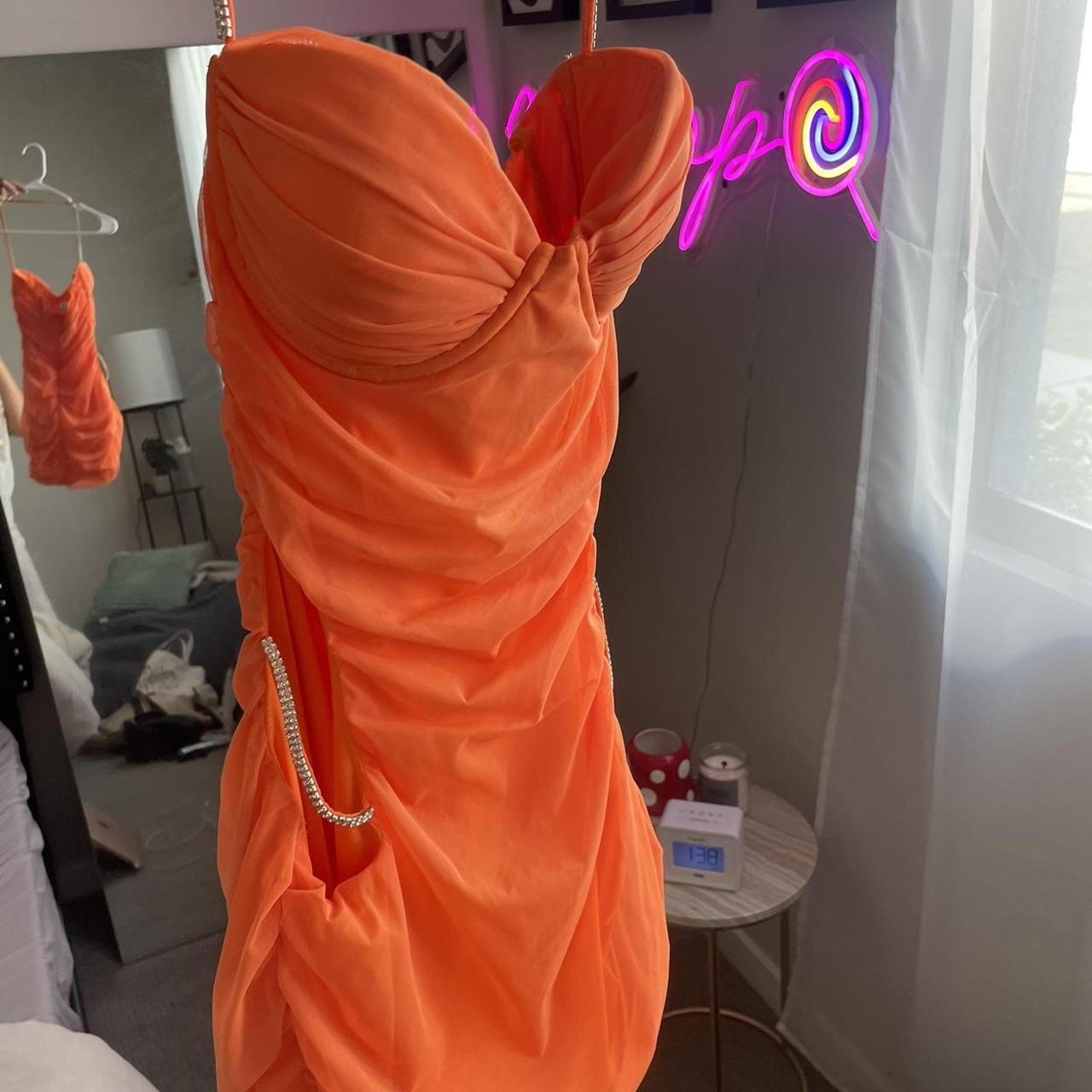 Oh polly orange bustier dress Worn once Size 2 but... Depop