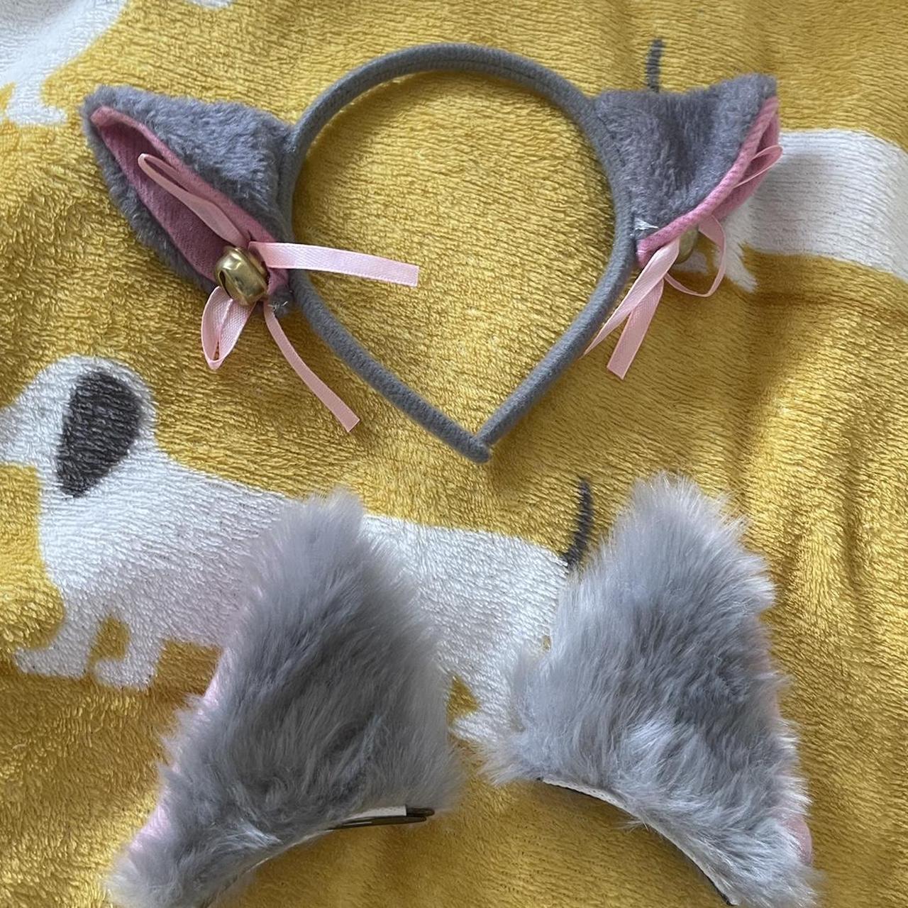 2 fluffy grey cat ears pairs headband and clip... Depop
