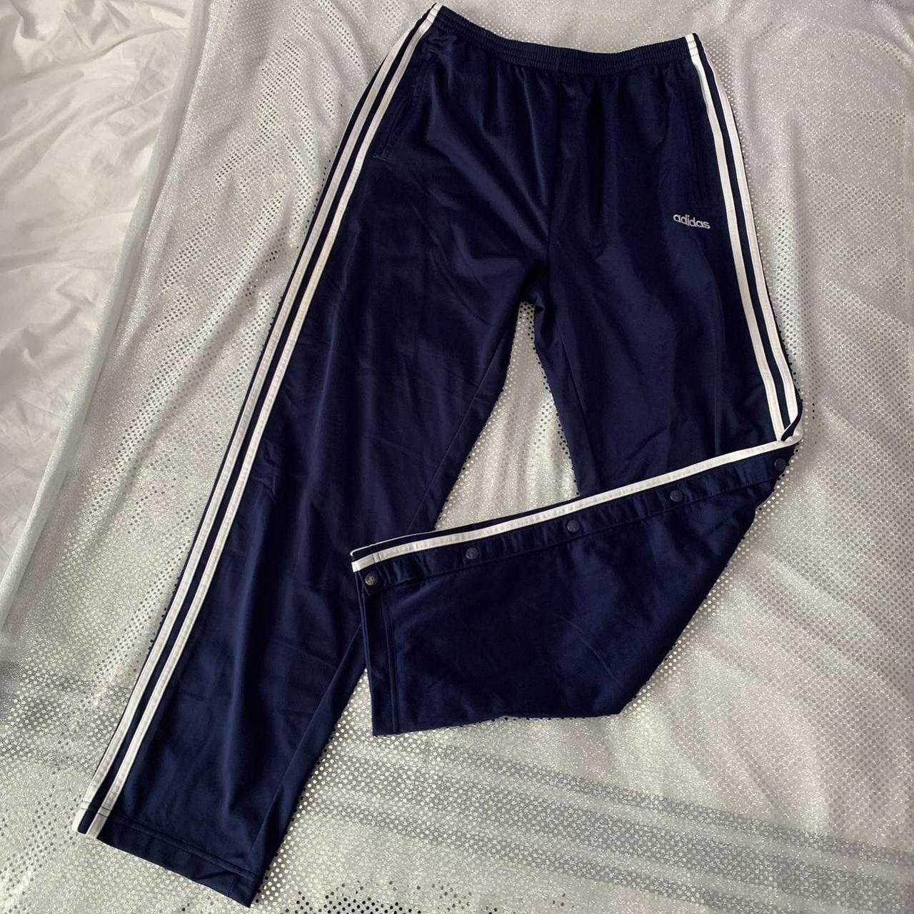 vintage adidas tear away sweatpants with snaps up. Depop