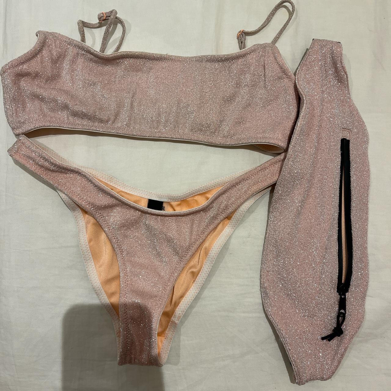 Triangl bikini set , Mica pink sparkle bikini , Comes