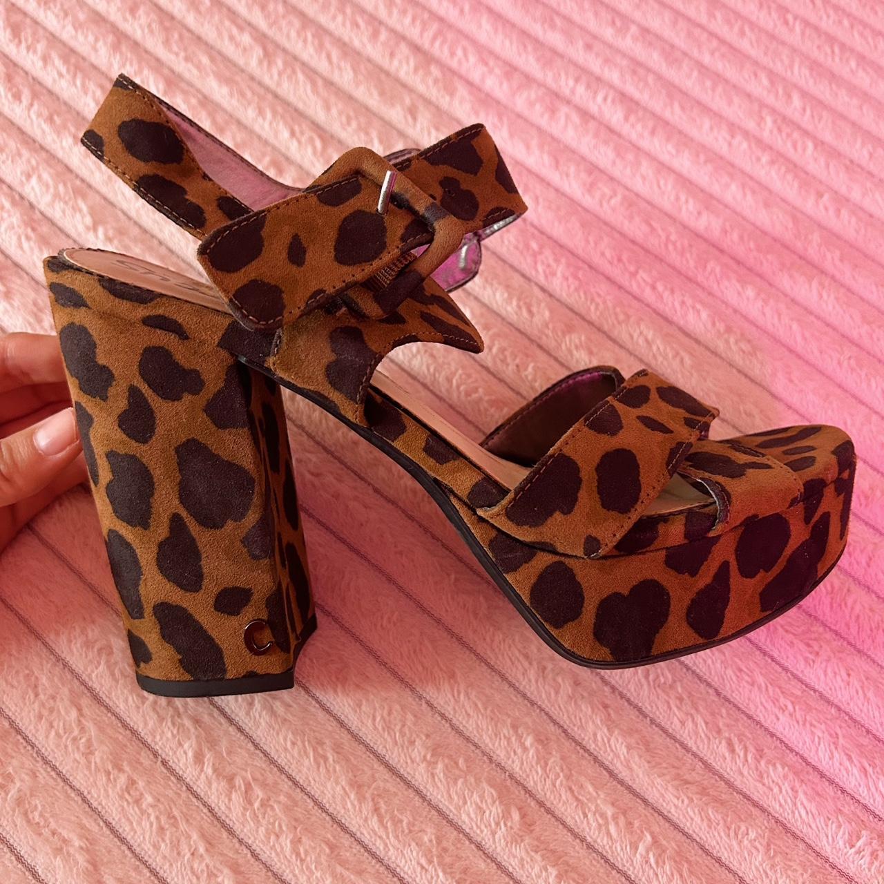 Cute Chunky Cheetah Heels size 8 Depop