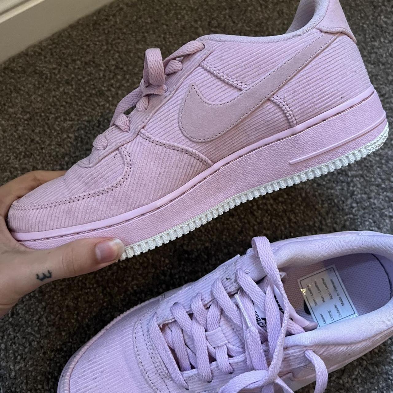 Corduroy pink Nikes. Some signs of ageing in second... - Depop