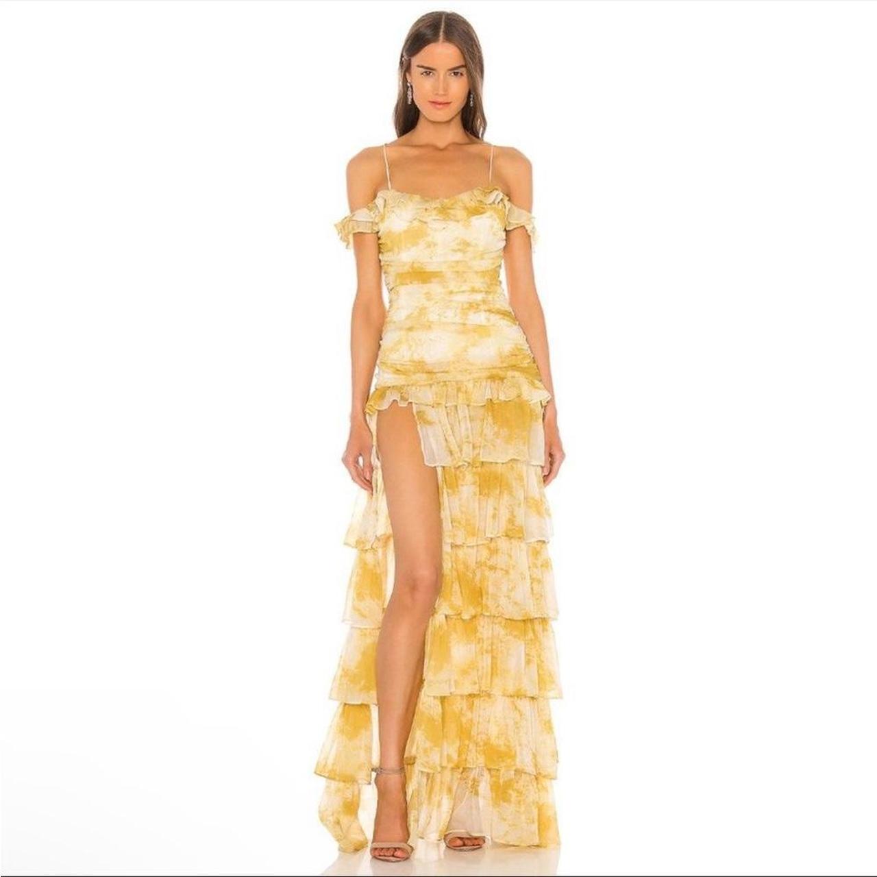 Atoir Women's Yellow and White Dress Depop