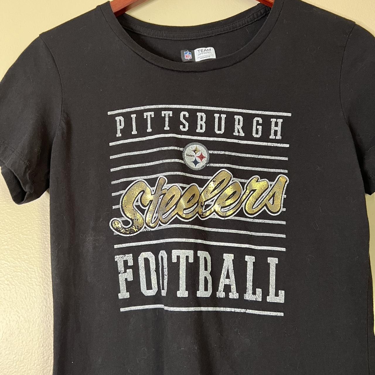 NFL Team Apparel Women's Pittsburgh Steelers Gray Yellow Shirt Size M  Football