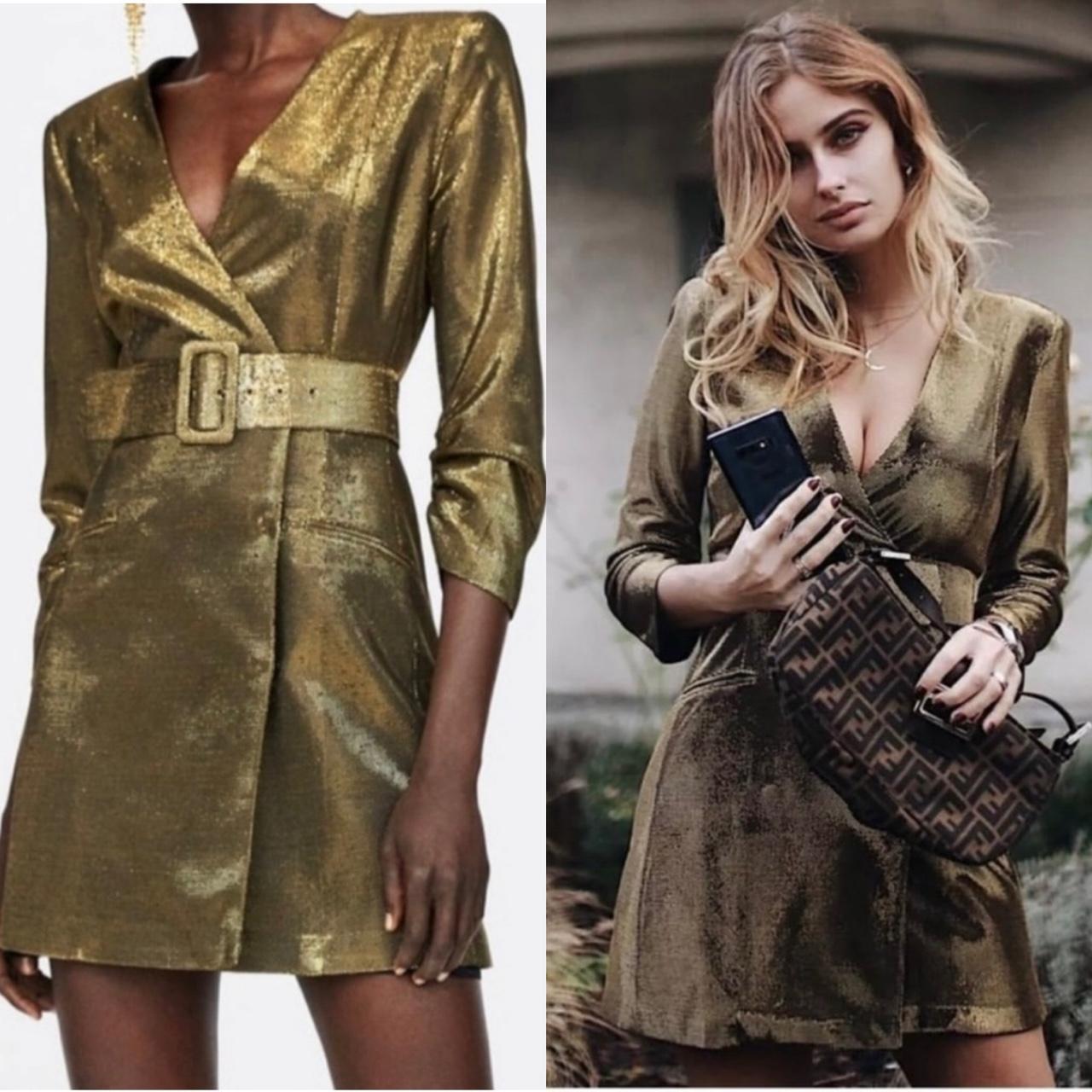 Gold blazer dress zara hotsell