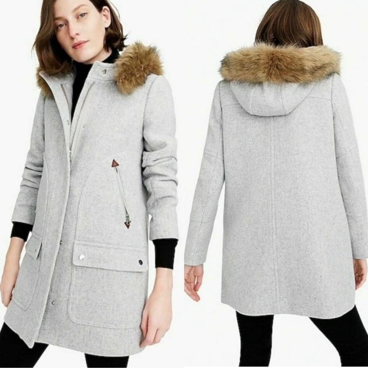 $375 Chateau parka Italian stadium-cloth wool J.crew Gray coat sz 0 hot Regular NWT